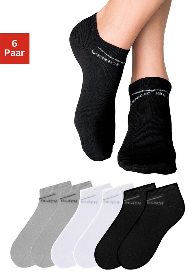 Venice Beach "Damen Kinder Sportsocken, Laufsocken, Kurzsocken" Packung, 6 Stk. tlg. perfekte Passform durch LYCRA-Anteil