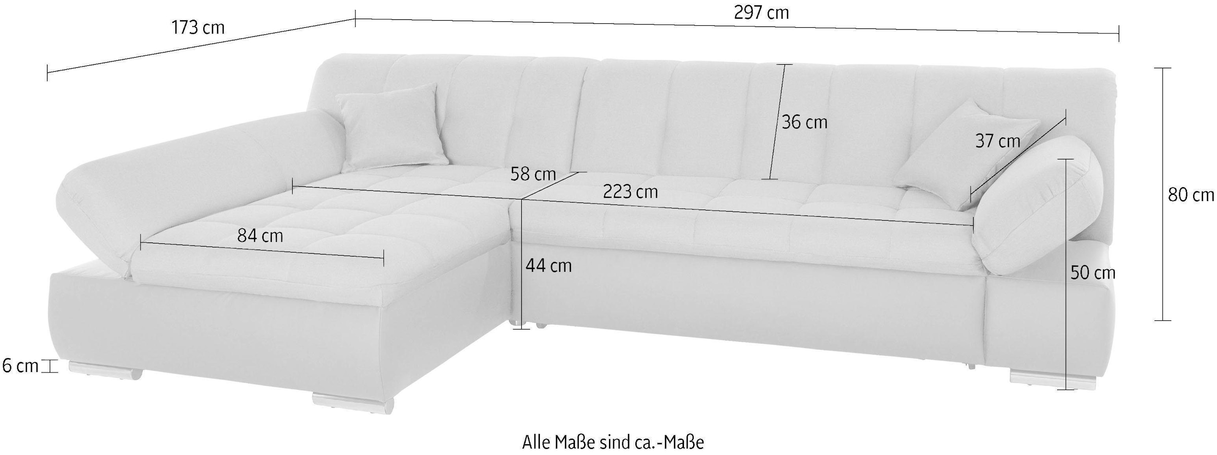 DOMO collection Ecksofa »Mona L-Form«, wahlweise mit Bettfunktion