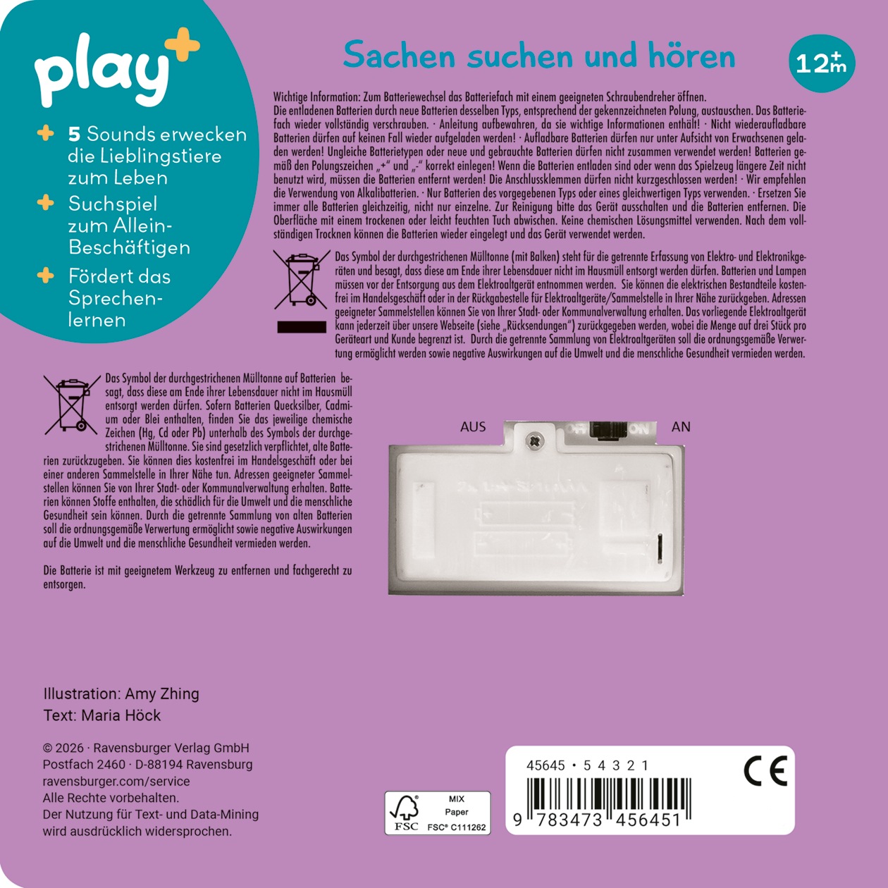 Ravensburger Kinderbuch »Play+ Mein allererstes Soundbuch Lieblingstiere«