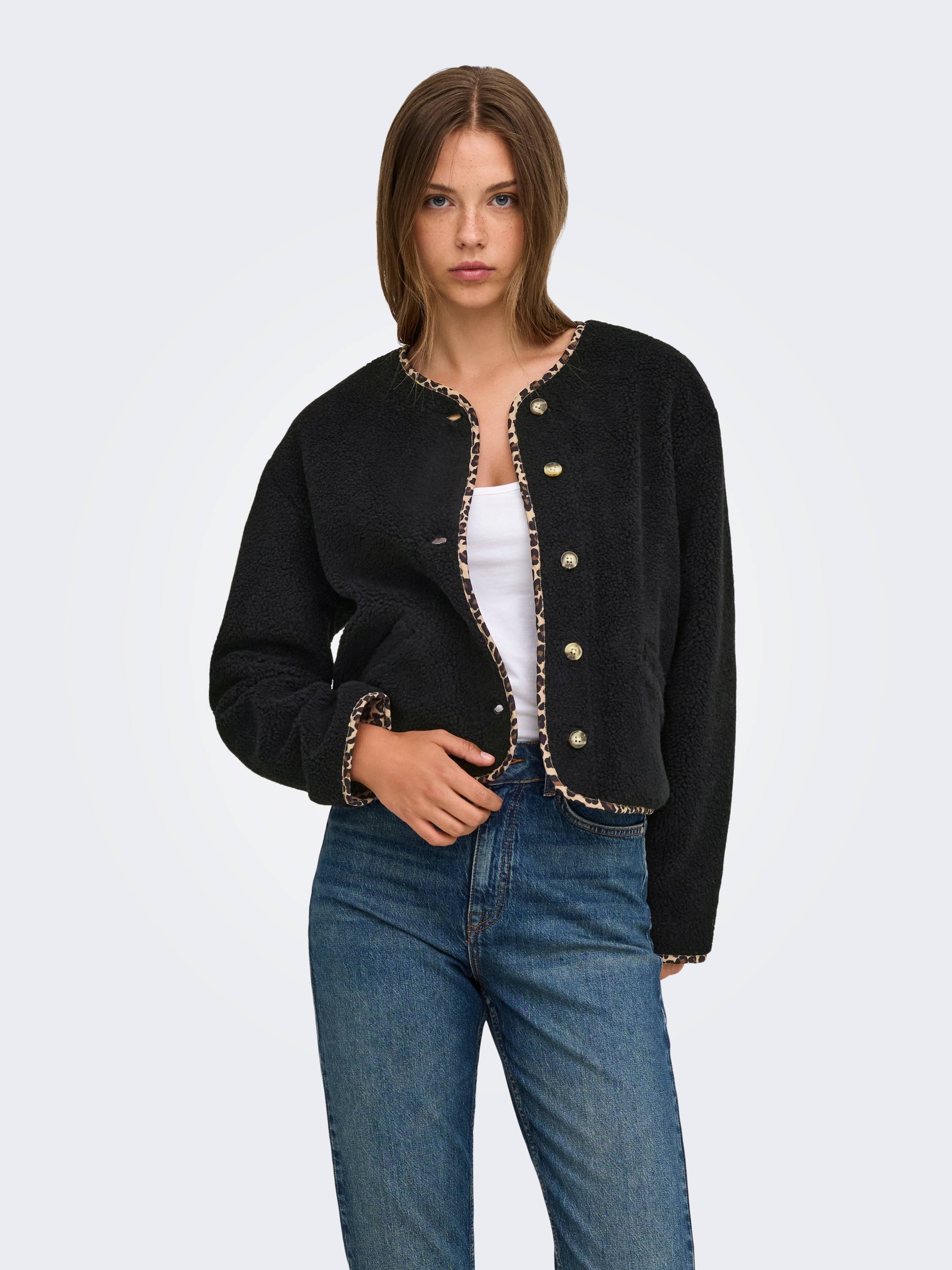 ONLY Plüschjacke »ONLBABY TEDDY REVERSIBLE JACKET PNT« Kunstfaser, Plüsch, Wendejacke