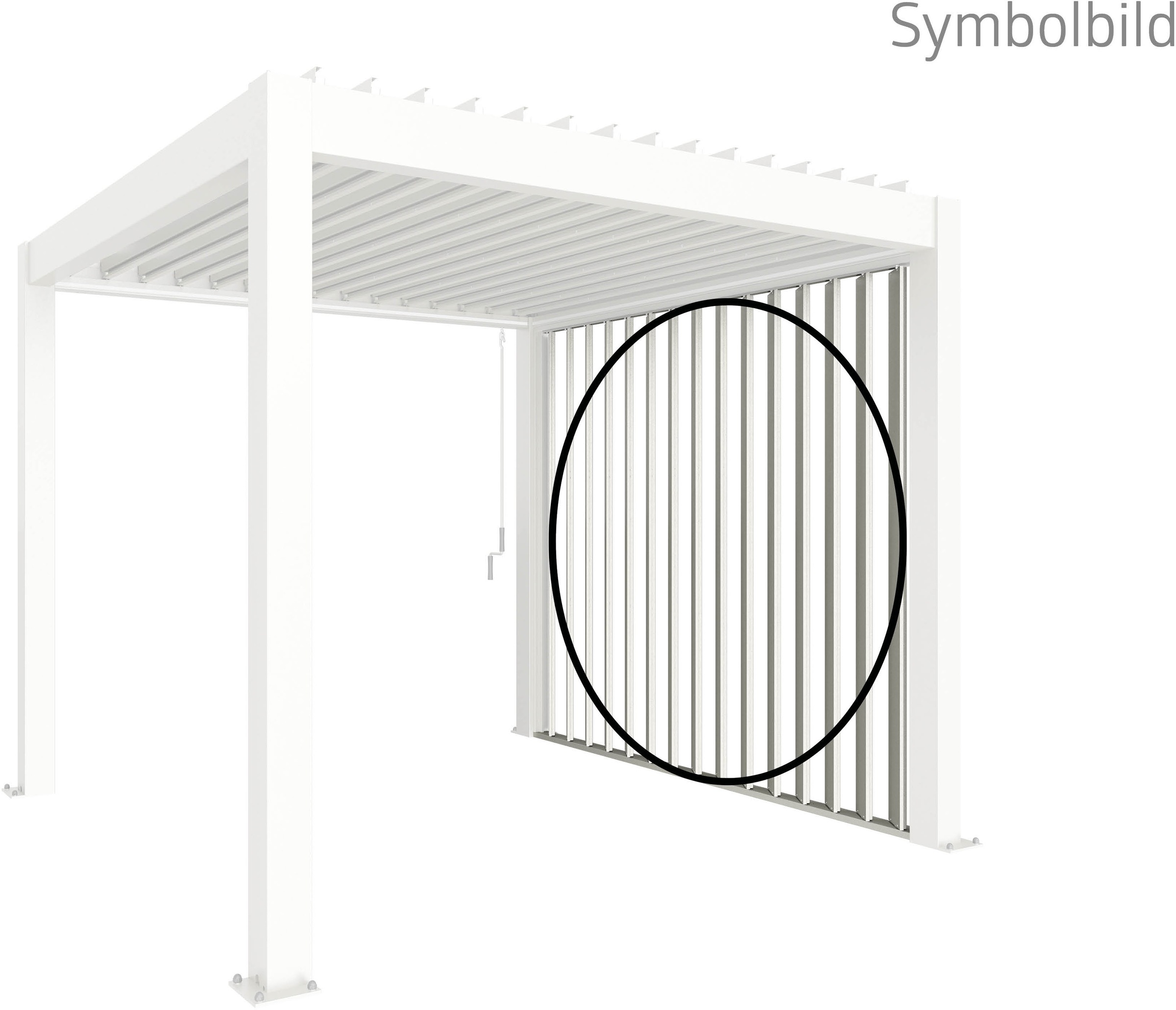 Pavillonseitenteil BIOHORT "4m für Pergola, weiß", weiß, B:364,7cm H:234,9cm, Stahl, Pavillonseitenteile, 364,7x 234,9 cm, Lamellenseitenwand mit Abschlussblende