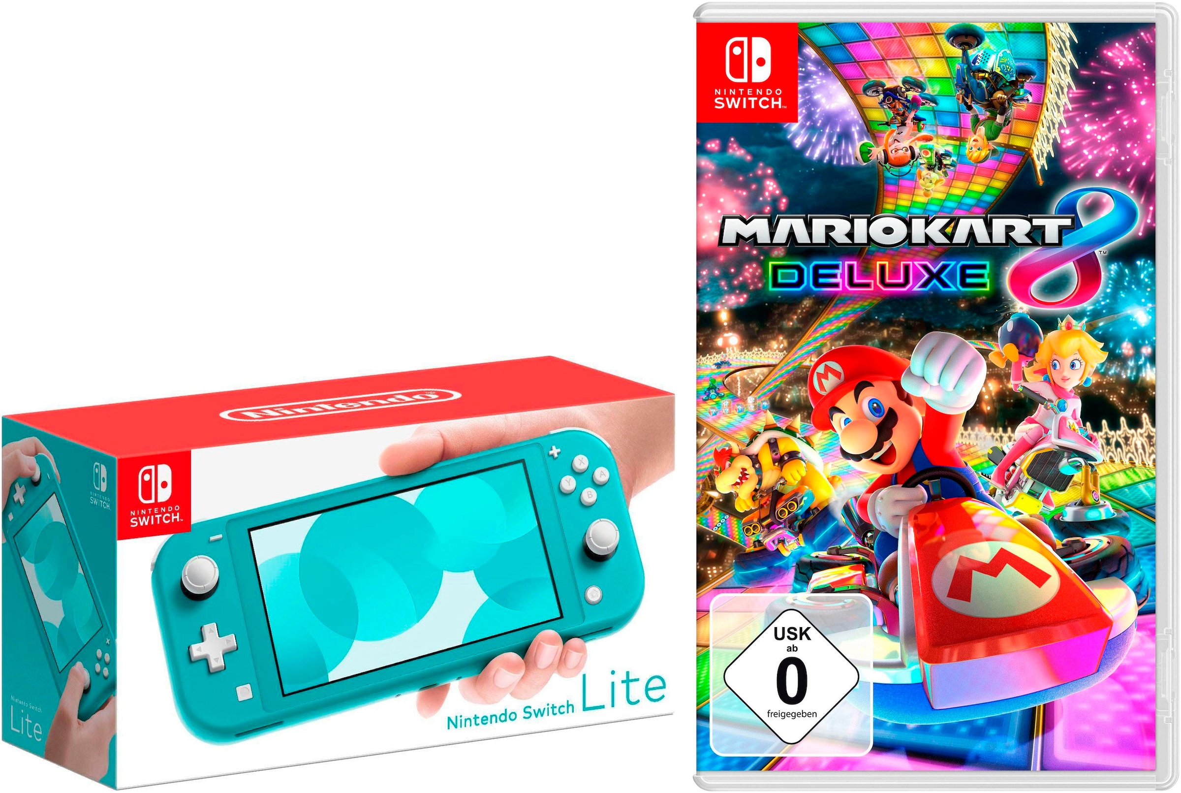 NINTENDO SWITCH Konsolen-Set "Switch Lite + Mario Kart 8 Deluxe", B:20,8cm H:9,11cm T:1,39cm, blau, Spielekonsolen