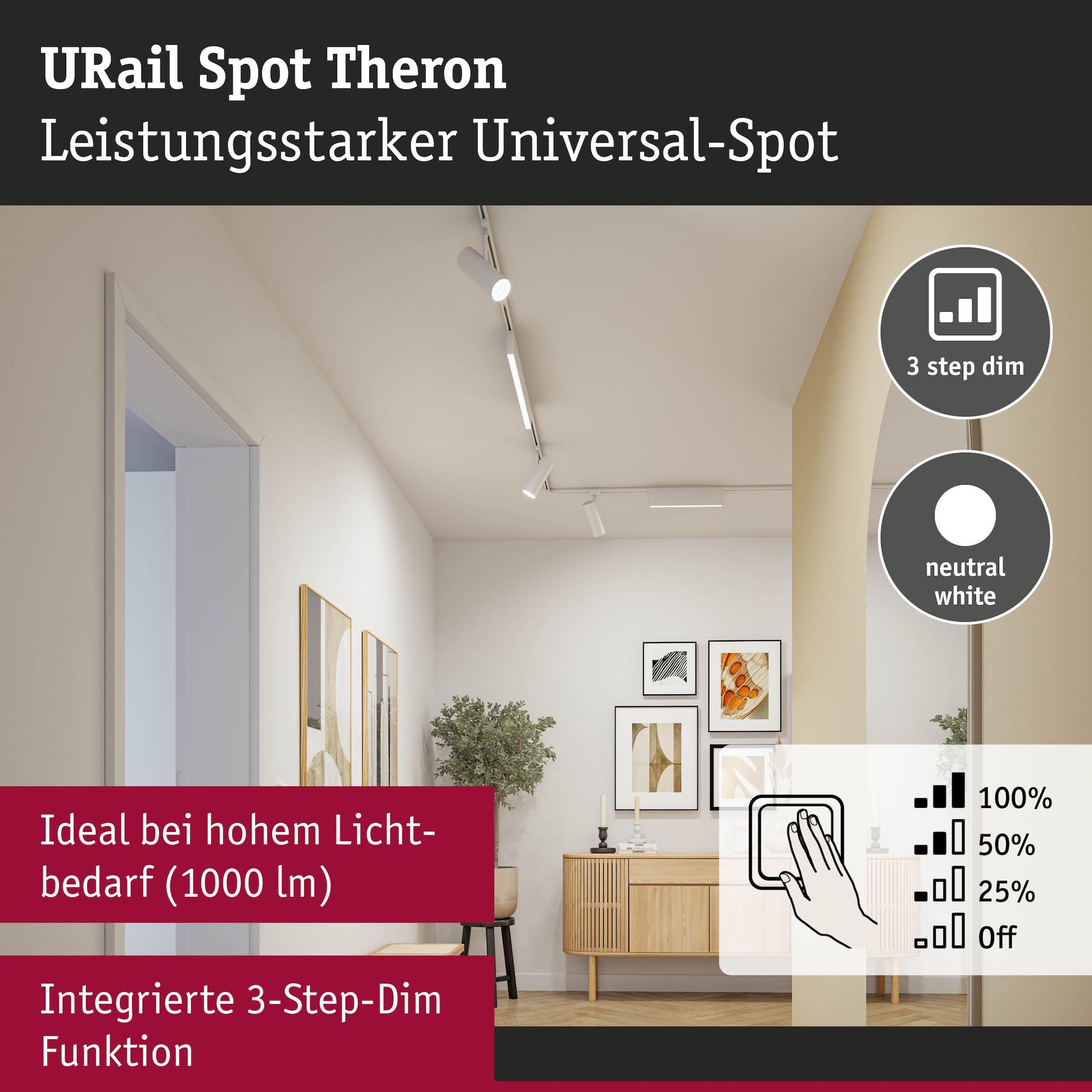 Paulmann Schienensystem-Leuchten »Theron 1100lm 11W 4000K dimmbar 230V« LED-Modul 1 Stk. Neutralweiß 3-Step-Dim