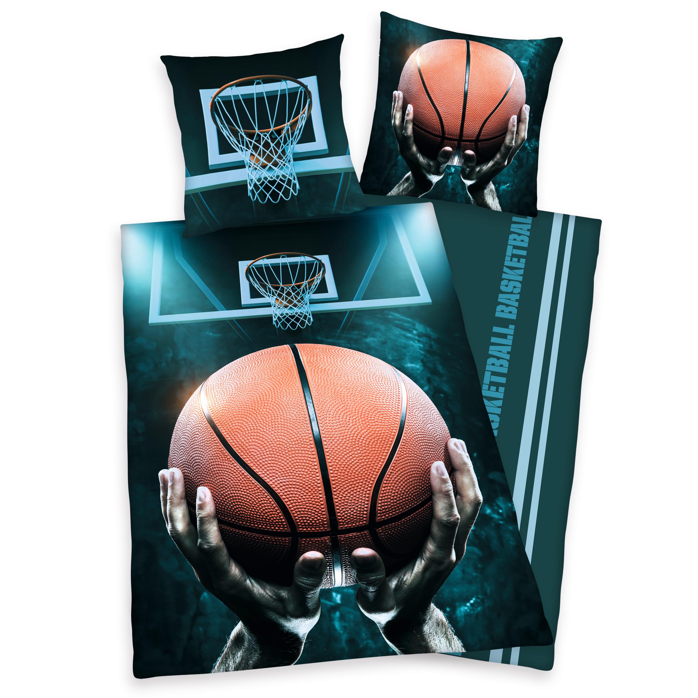 Herding Young Collection Jugendbettwäsche "Basketball" 2 Stk. mit Basketballkorb