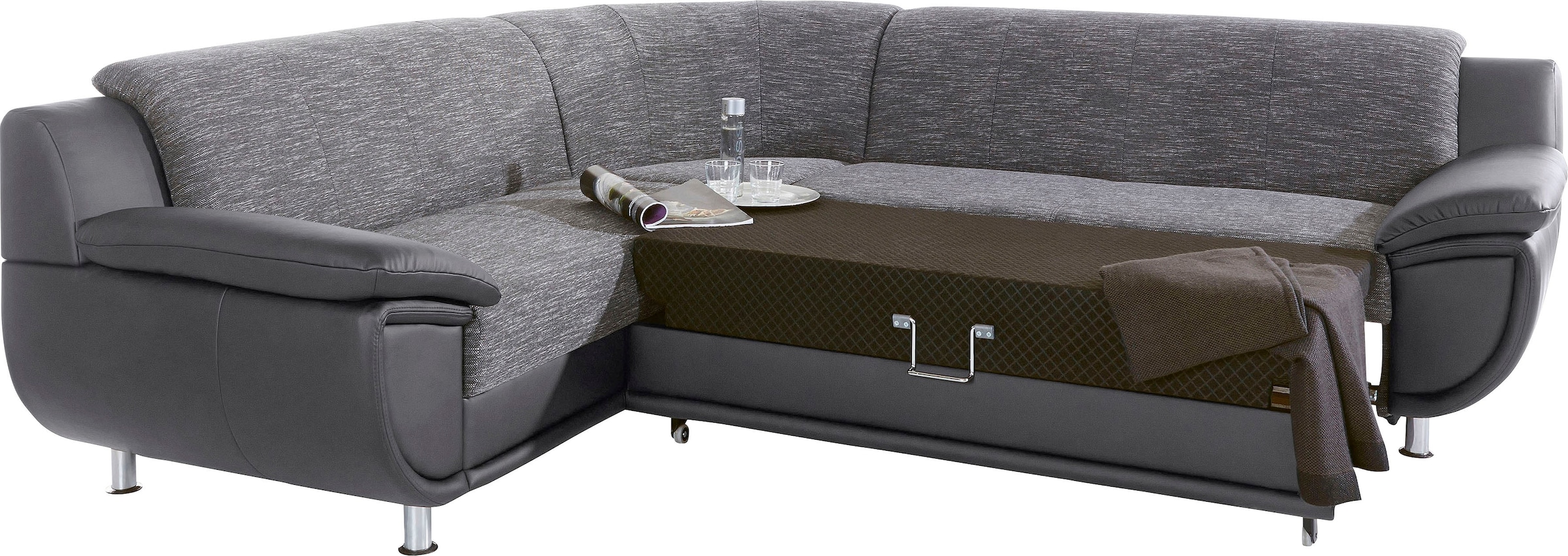 TRENDMANUFAKTUR Ecksofa »Rondo 3, zeitlos und modern, im Materialmix, L-Form«, wahlweise Federkern für hohen Sitzkomfort, wahlweise Bettfunktion