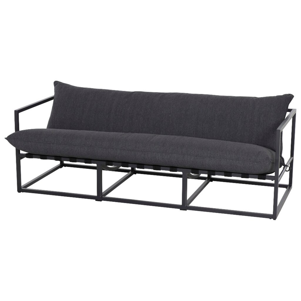 Siena Garden Loungesofa »Monza«, 3-Sitzer Sofa, Aluminiumgestell matt anthrazit, Kissen jeans grey