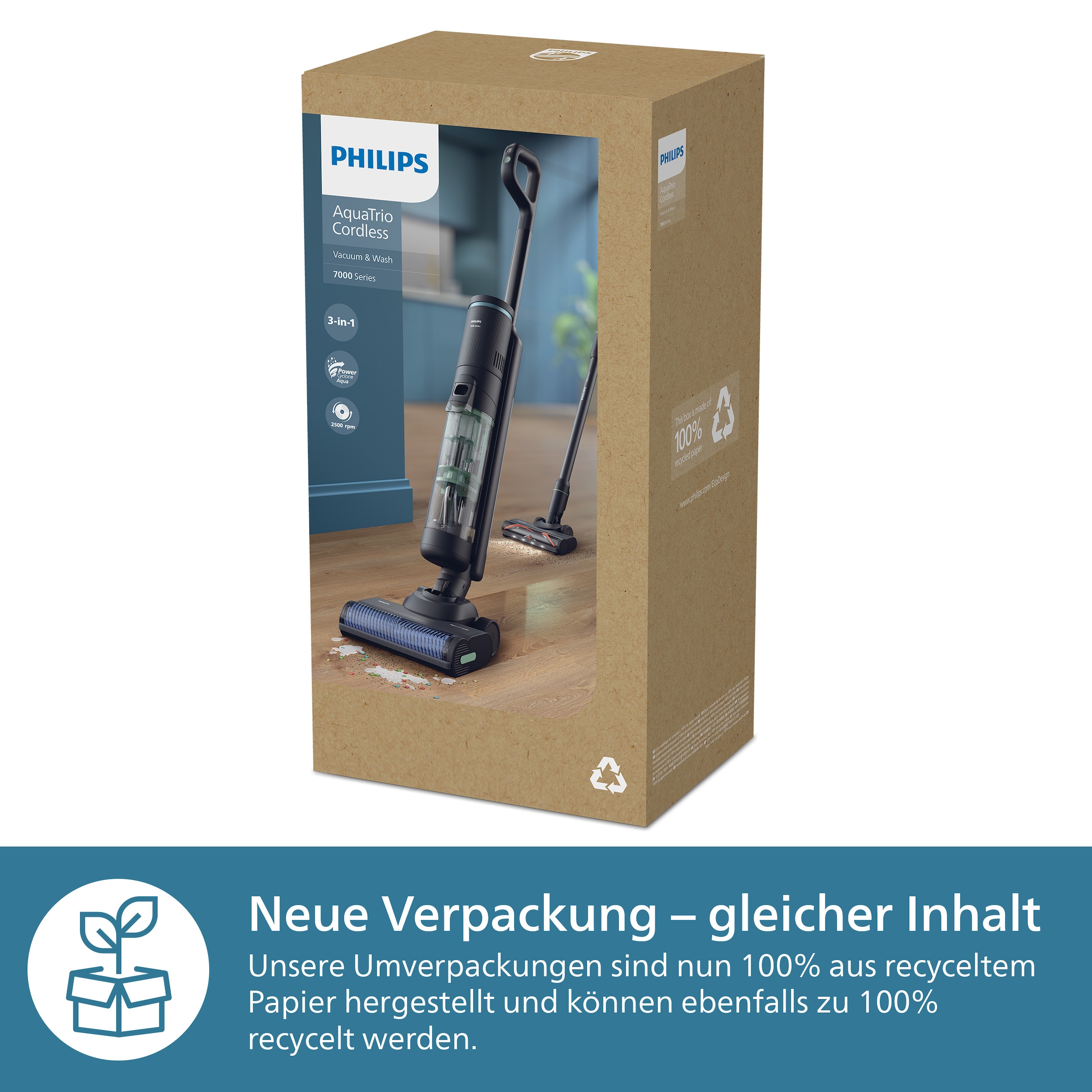 Philips Nass-Trocken-Akkusauger »AquaTrio Cordless 7000 Series XW7263/11«, 3-in-1-Reinigungslösung, mit automatischem Reinigungssystem