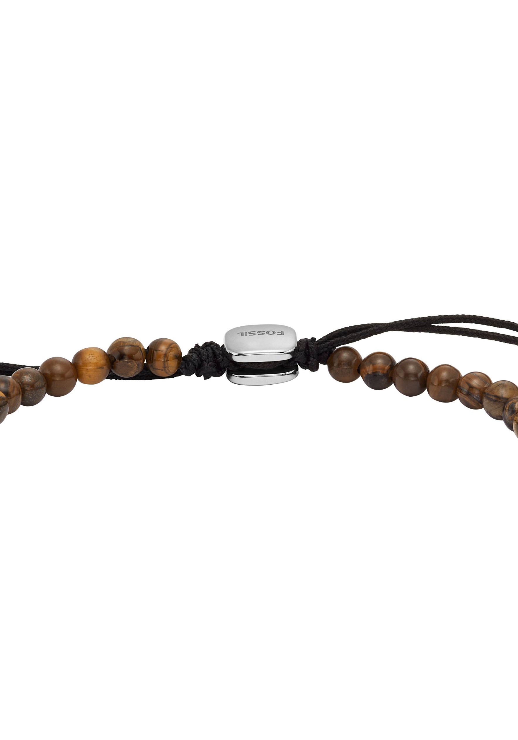 Armband FOSSIL "Schmuck Geschenk Edelstahl Armschmuck JEWELRY", braun (edelstahlfarben, schwarz, braun, braun), Armbänder, Damen, 24cm, Edelstahl, Armband, mit Hämatit, Tigerauge, Sodalith oder Malachit 3