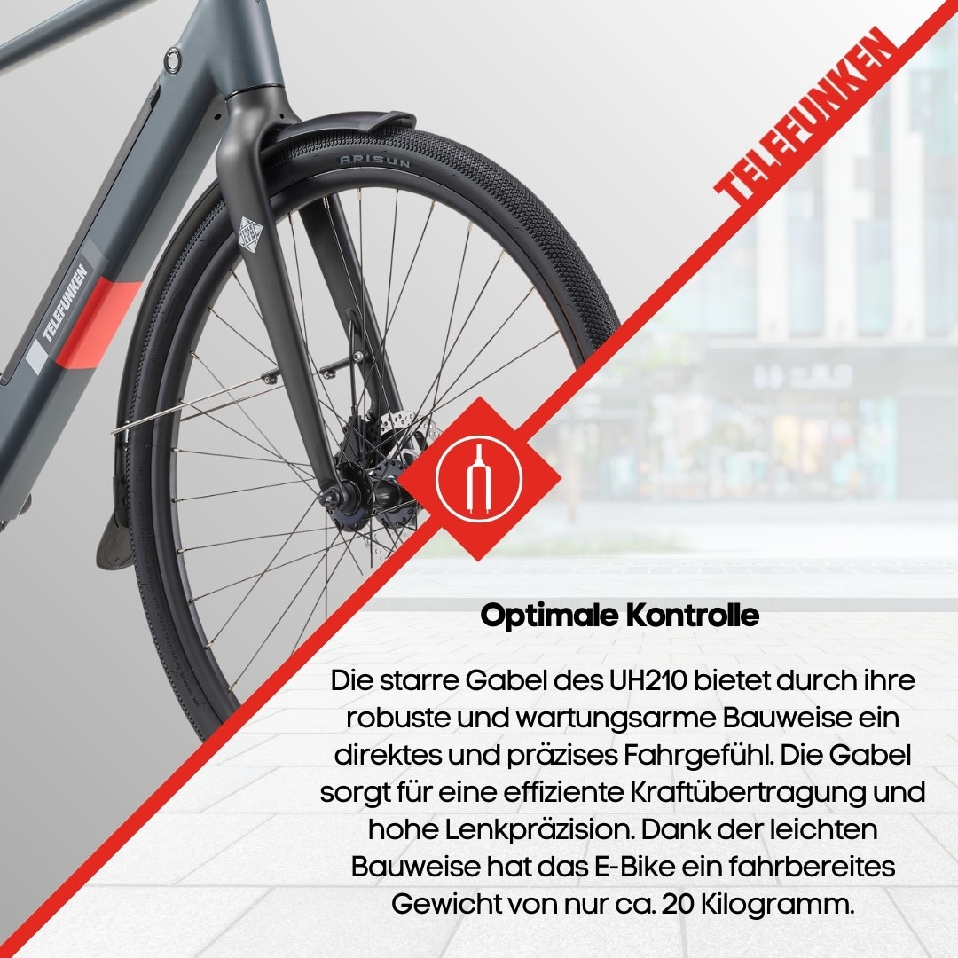 Telefunken E-Bike »UH210 Herren«, 7 Gang, Shimano, Heckmotor 250 W, (28 Zoll, Straßenzulassung, Drehmomentsensor), Pedelec, Elektrofahrrad für Herren, Urbanbike