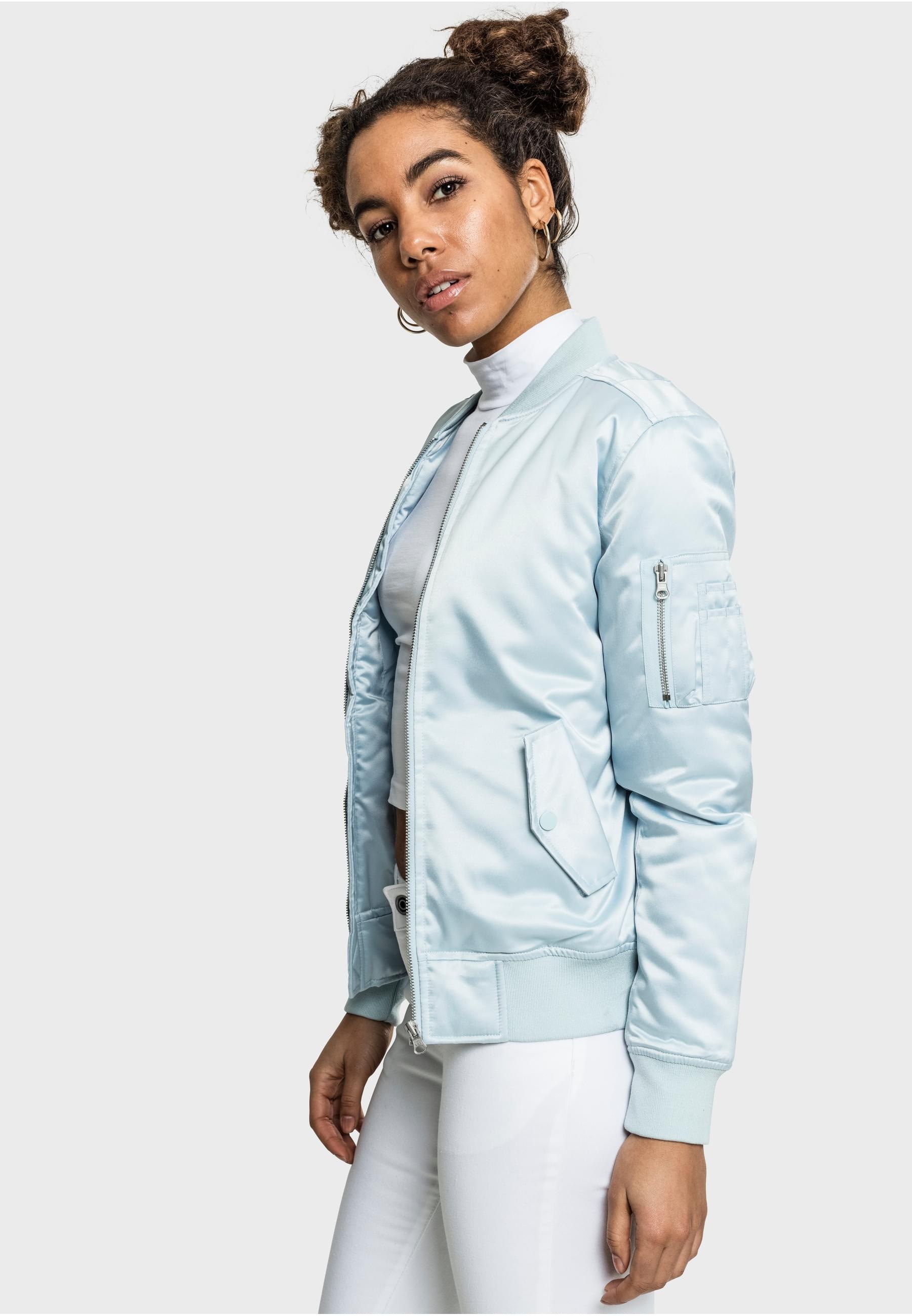 URBAN CLASSICS Allwetterjacke »Urban Classics Damen Ladies Satin Bomber Jacket« 1 Stk. tlg. ohne Kapuze