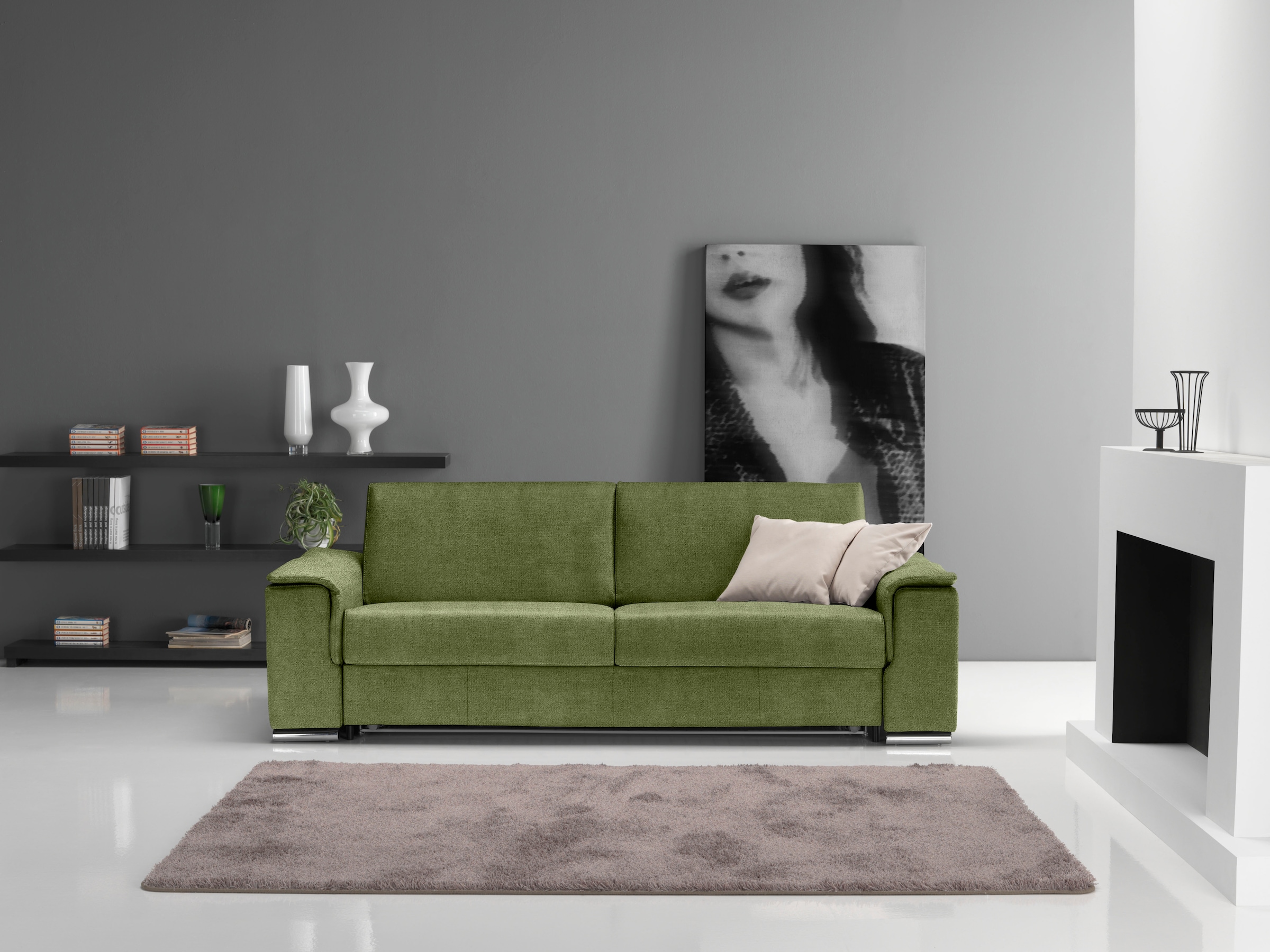 Egoitaliano 2,5-Sitzer "Cecilia, modern & elegant, erstklassiger Sitzkomfort, Breite 234cm" mit verchromten Metallfüßen