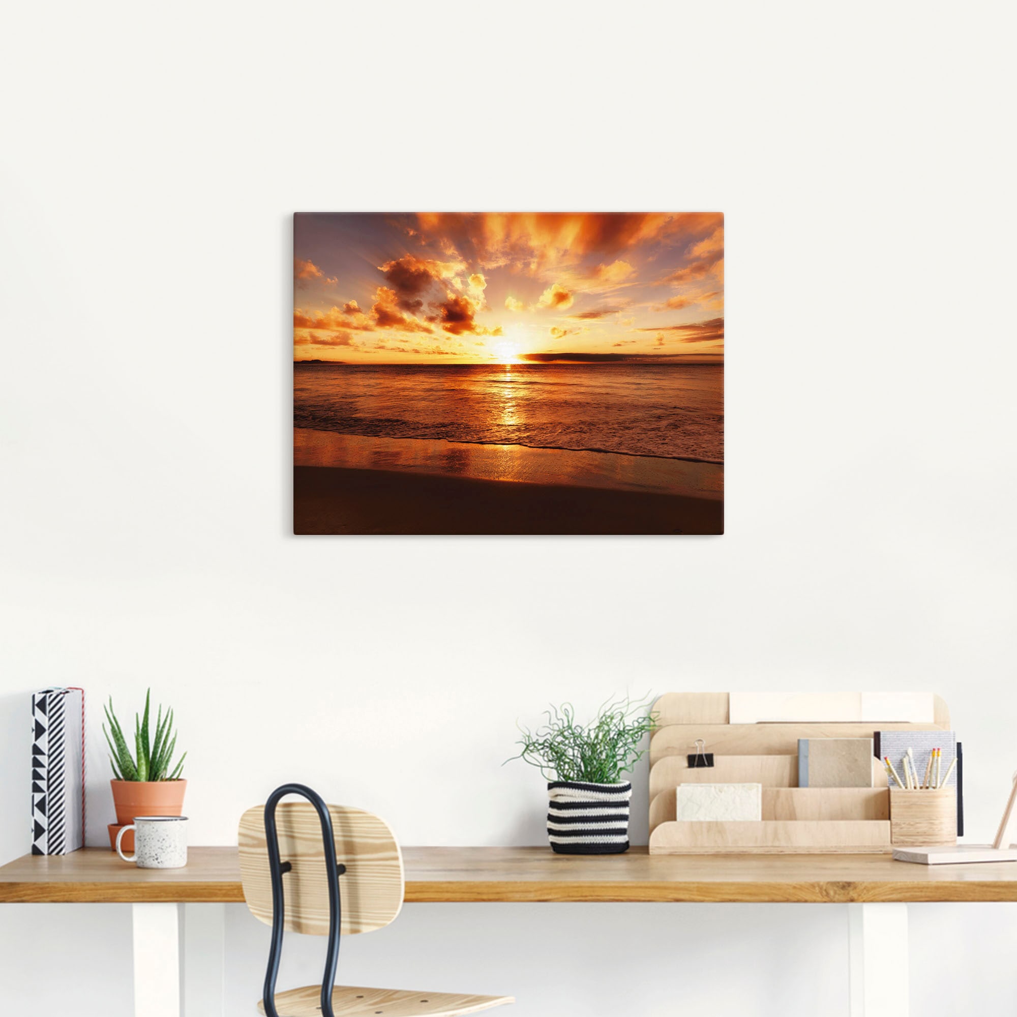 Artland Wandbild »Schöner Sonnenuntergang Strand«, Gewässer, (1 St.), als Leinwandbild, Poster, Wandaufkleber in verschied. Größen