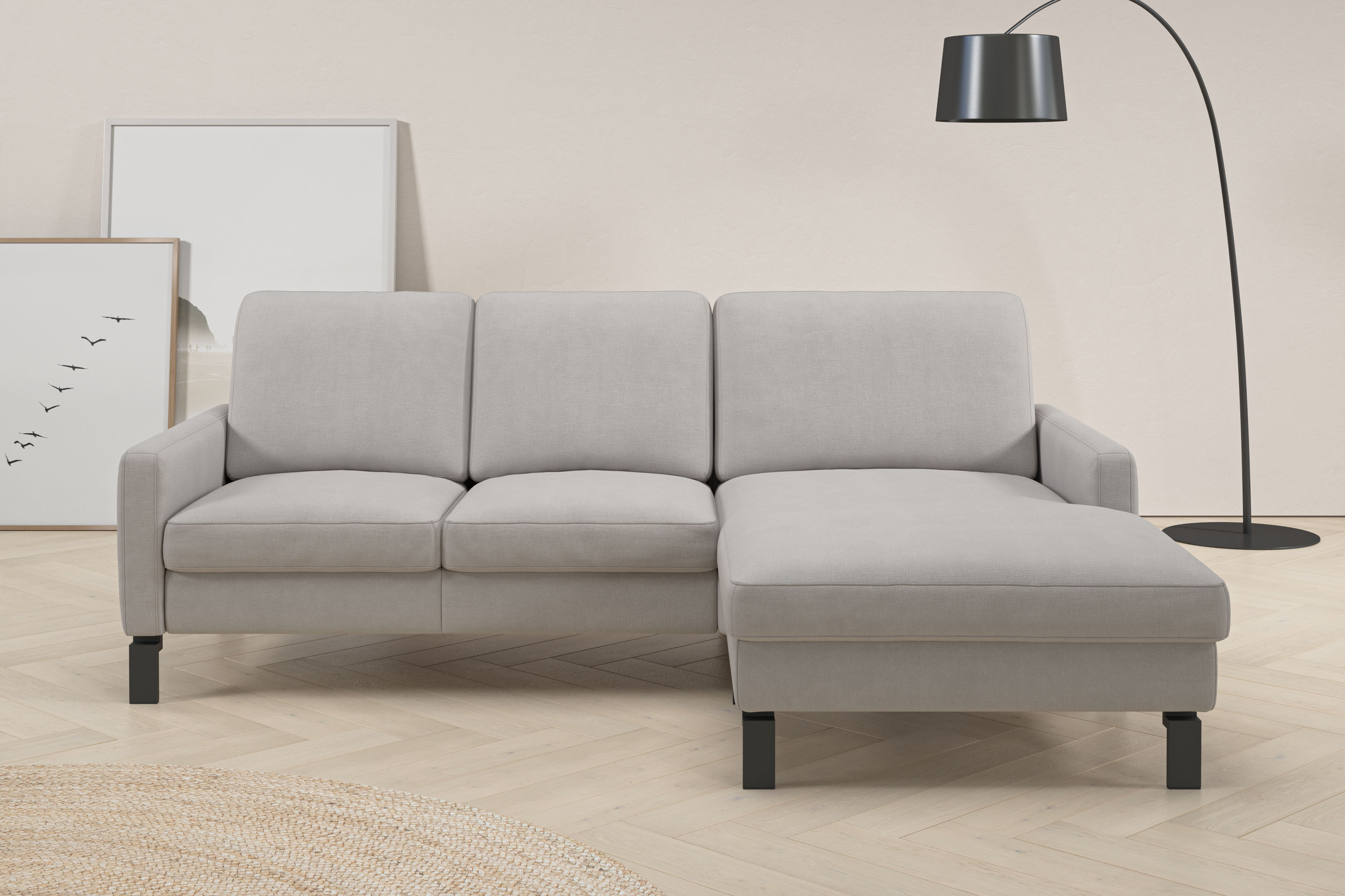 Home affaire Ecksofa "Lecce, L-Form, Federkernpolsterung, Breite 224 cm" inkl. saugroboterfreundliche Höhe & schmale Armlehnen