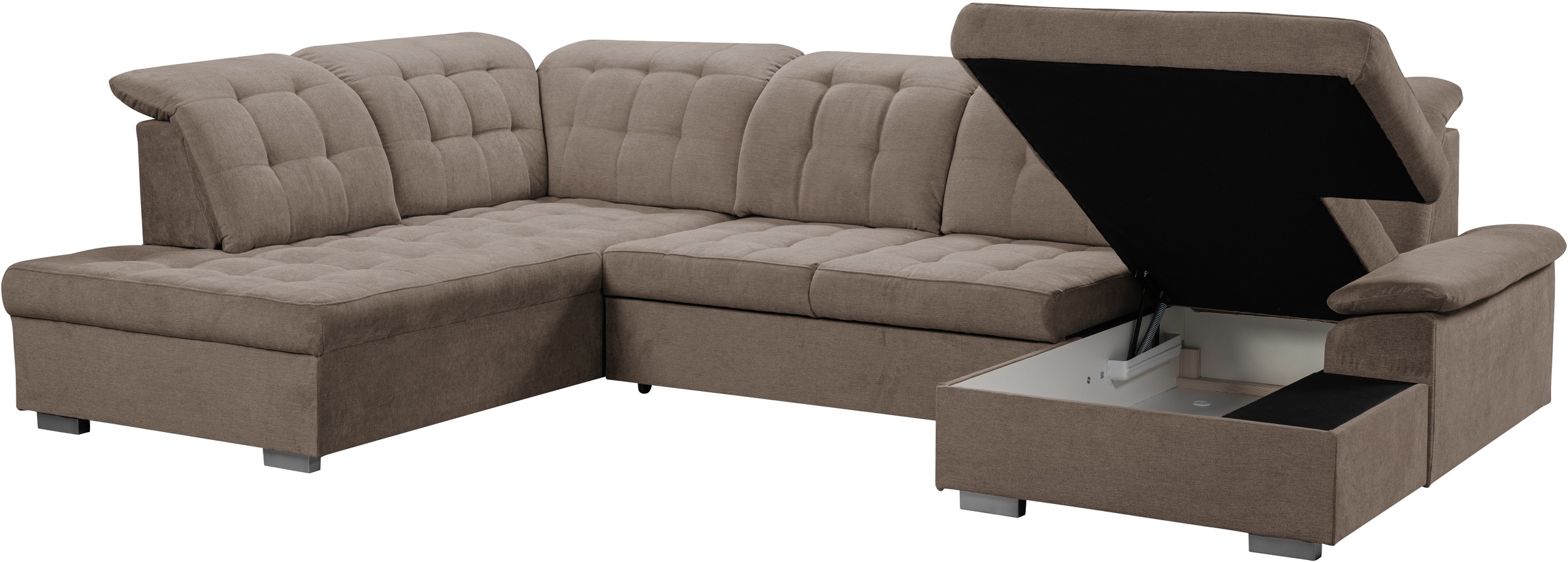 WERK2 Wohnlandschaft »Kordula-New U-Form«, Sofa in U-Form mit Schlaffunktion & Bettkasten, Schlafcouch