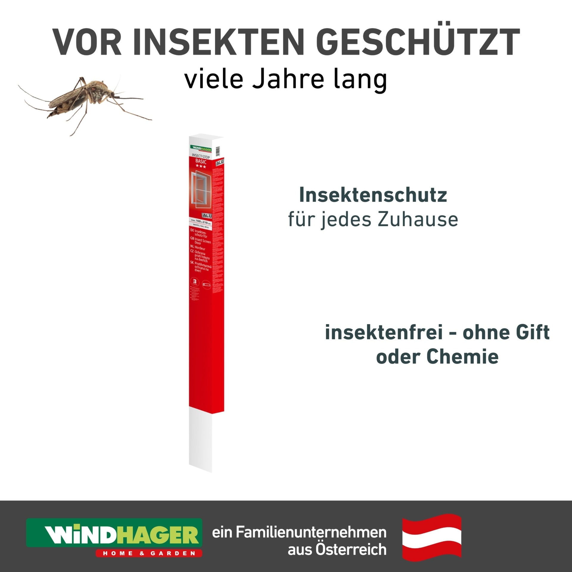 Windhager Insektenschutz-Tür »Basic für Balkon- und Terrassentüren, Fliegengitter Alu Rahmentür« Packung, 1 Stk. tlg. Insektenschutz zum bohren, Schwingtür 100 x 210, weiß