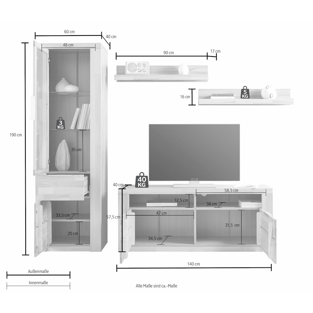 Woltra Wohnwand »Zara«, (Set, 4 St.)