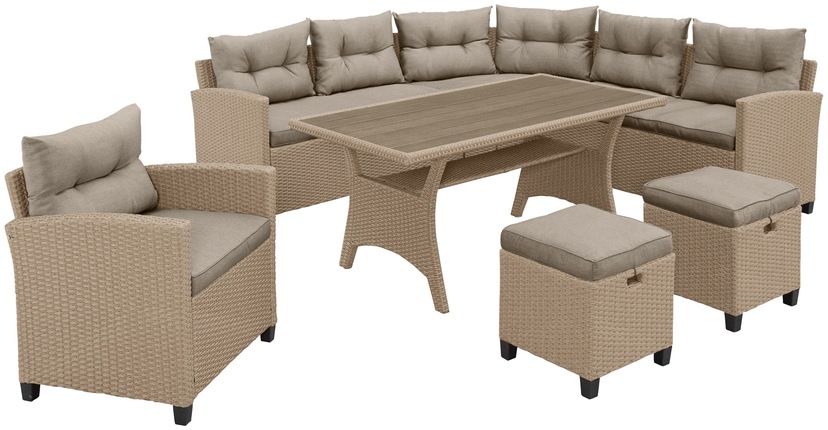Gartenlounge-Set »Keros Premium«, (20 tlg.), Ecklounge, 2 Hocker, Sessel, Tisch,...