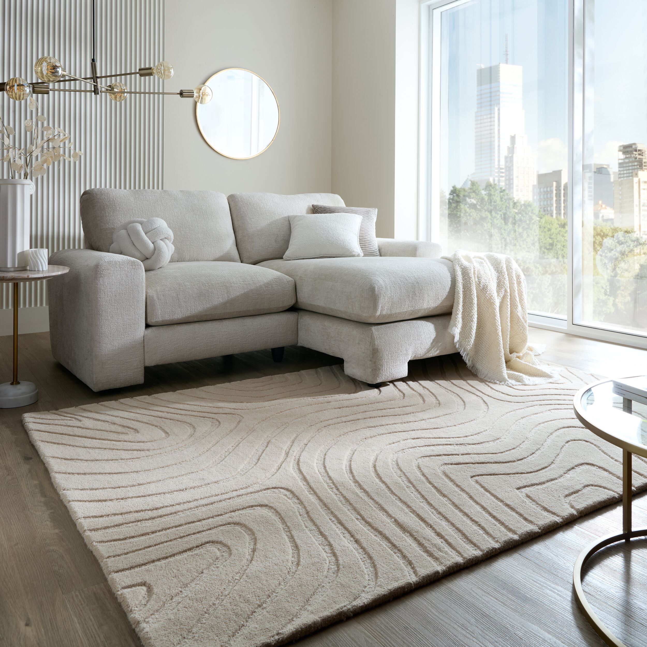 FLAIR RUGS 1100000002199 "Mesmerise, abstrakt" rechteckig 14 mm Höhe Wollteppich mit Hoch-Tief Effekt