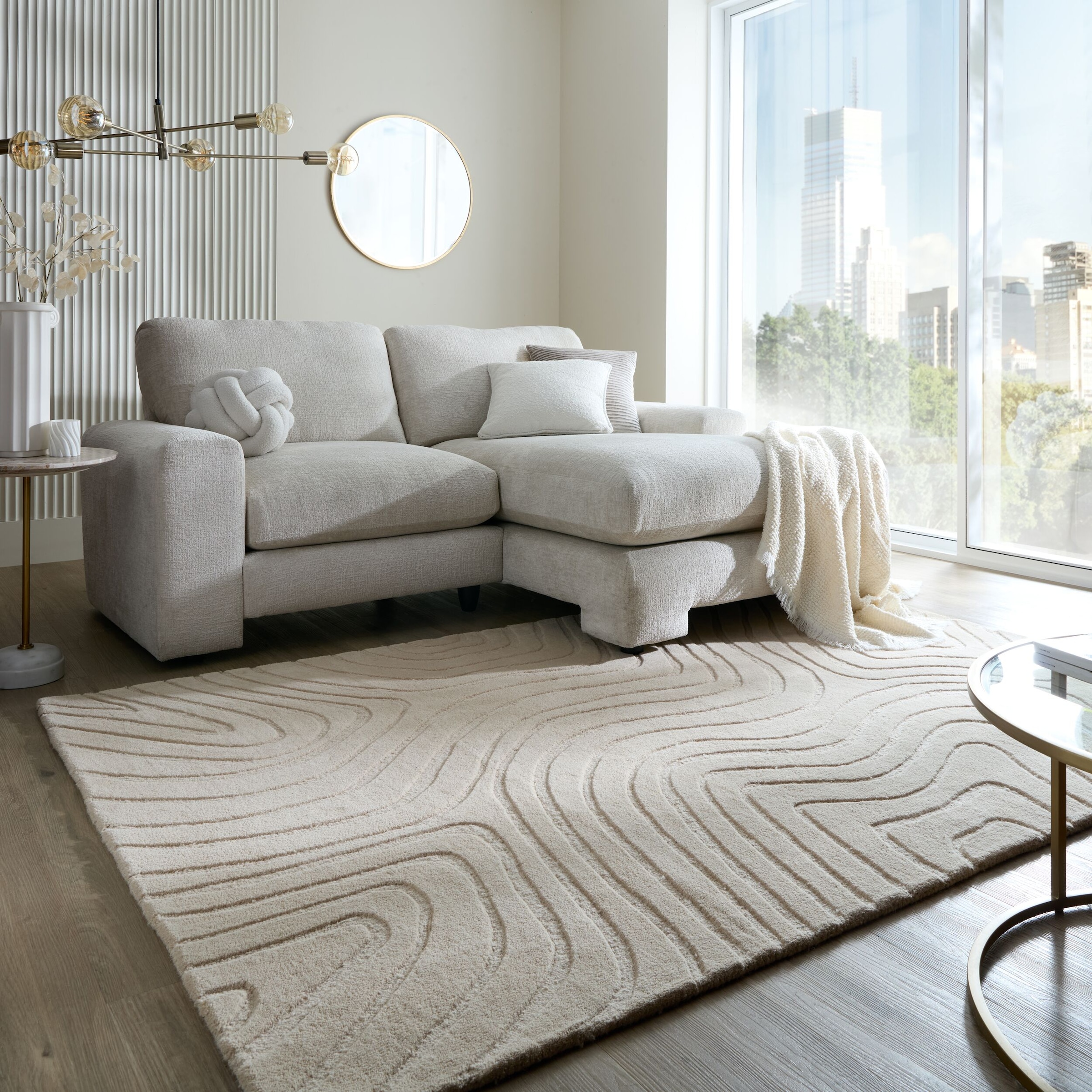 FLAIR RUGS "Mesmerise, abstrakt" rechteckig 14 mm Höhe Wollteppich mit Hoch-Tief Effekt