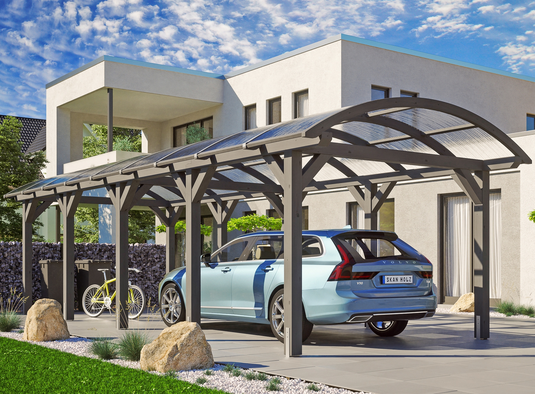 Skanholz Einzelcarport "Franken" Leimholz 300 cm dunkelgrau