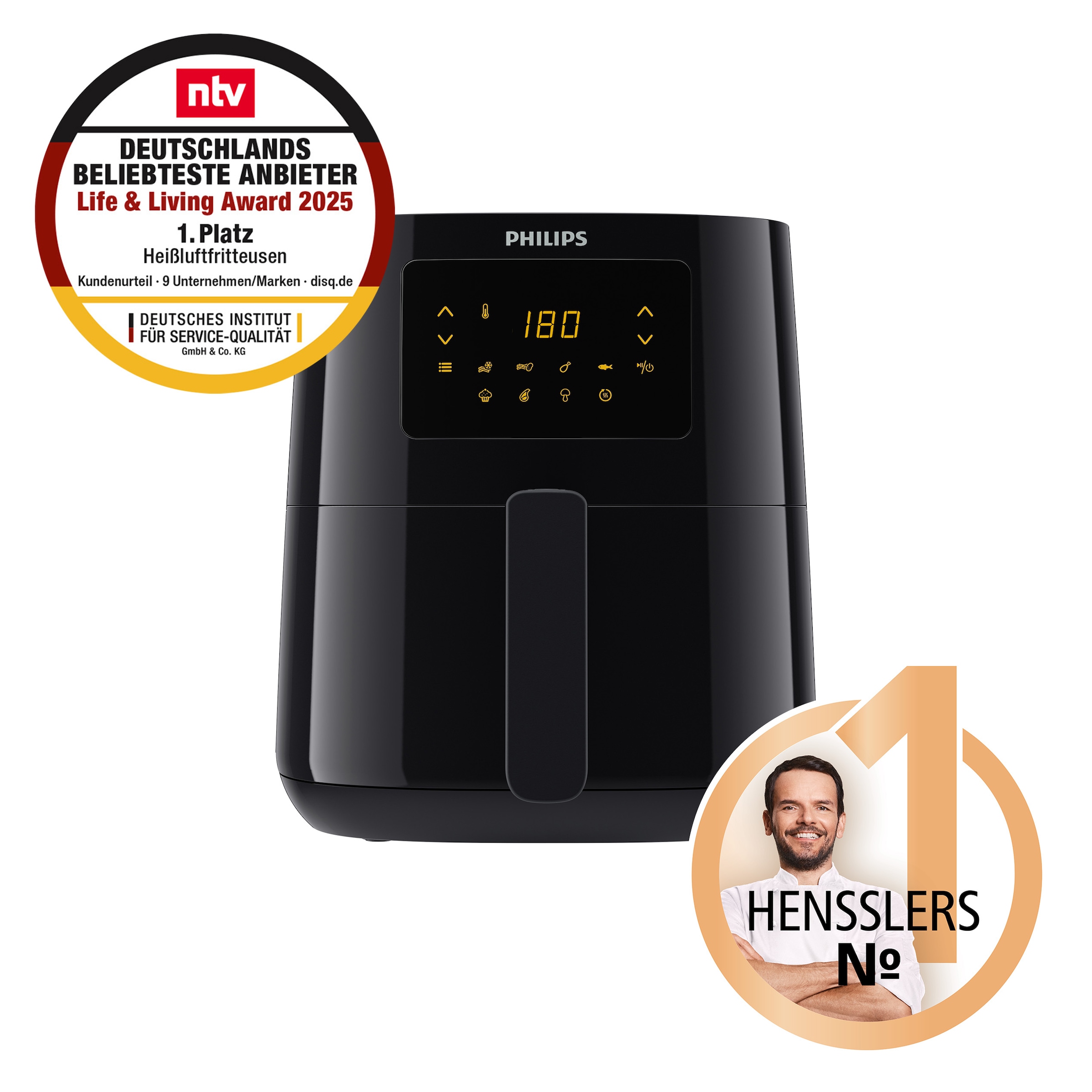 Philips Heißluftfritteuse »Airfryer L HD9252/90, 4,1 l«, 1400 W, mit 7 Voreinstellungen und Warmhaltefunktion, digitales Display