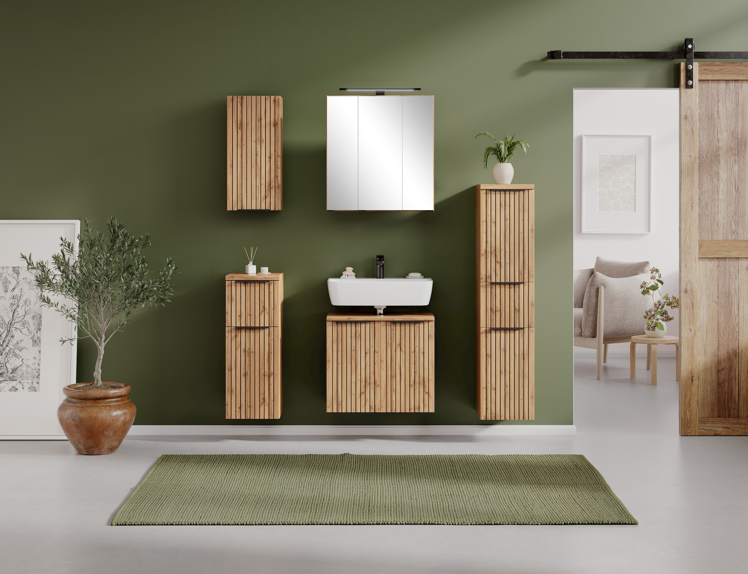 welltime Midischrank, Welltime, Breite 30 cm, reversibel, 2 Türen, 1 Auszug