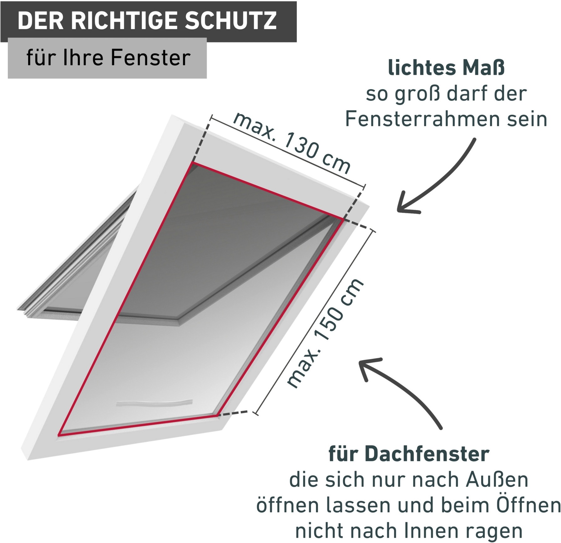 Windhager Fliegengitter-Gewebe »für Dachfenster mit Reißverschluss, Insektenschutz ohne bohren« 1 Stk. tlg. Insektenschutzgitter 130 x 150 cm, erhältlich in anthrazit oder weiß