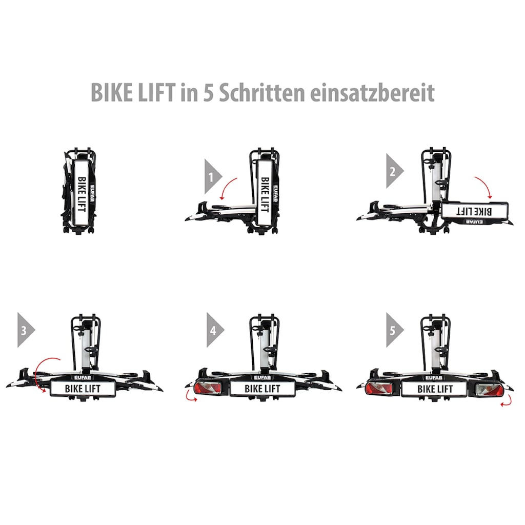 EUFAB Kupplungsfahrradträger »Bike Lift«, rollbar, inkl. Schutzhülle
