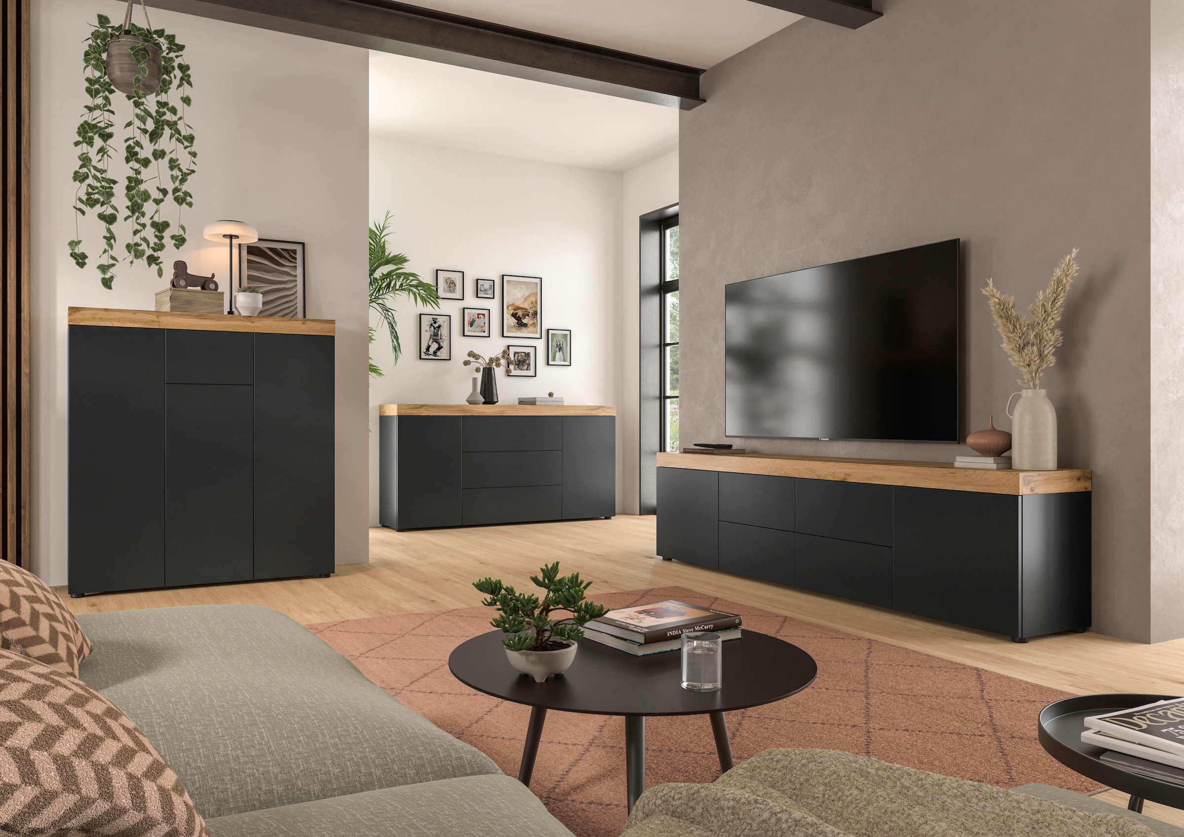 OTTO home Highboard »MAMBO, TOPSELLER!, Breite 105cm, 3 Türen, 1 Schubkasten, 9 Fächer« 1 Stk. tlg. Kommode, Sideboard, Wohnzimmer, Schlafzimmer