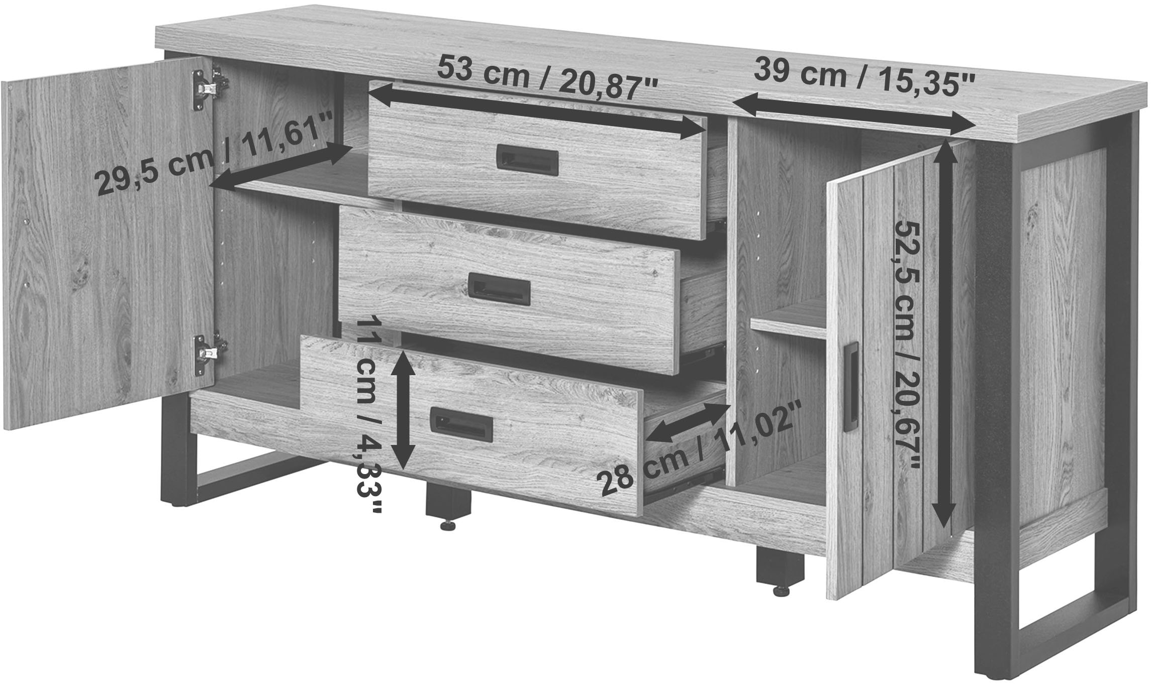 Jahnke Sideboard »RIVA SB 150«, (1 St.), Sideboard, 2 Türen & 3 Schubladen, Breite 153 cm