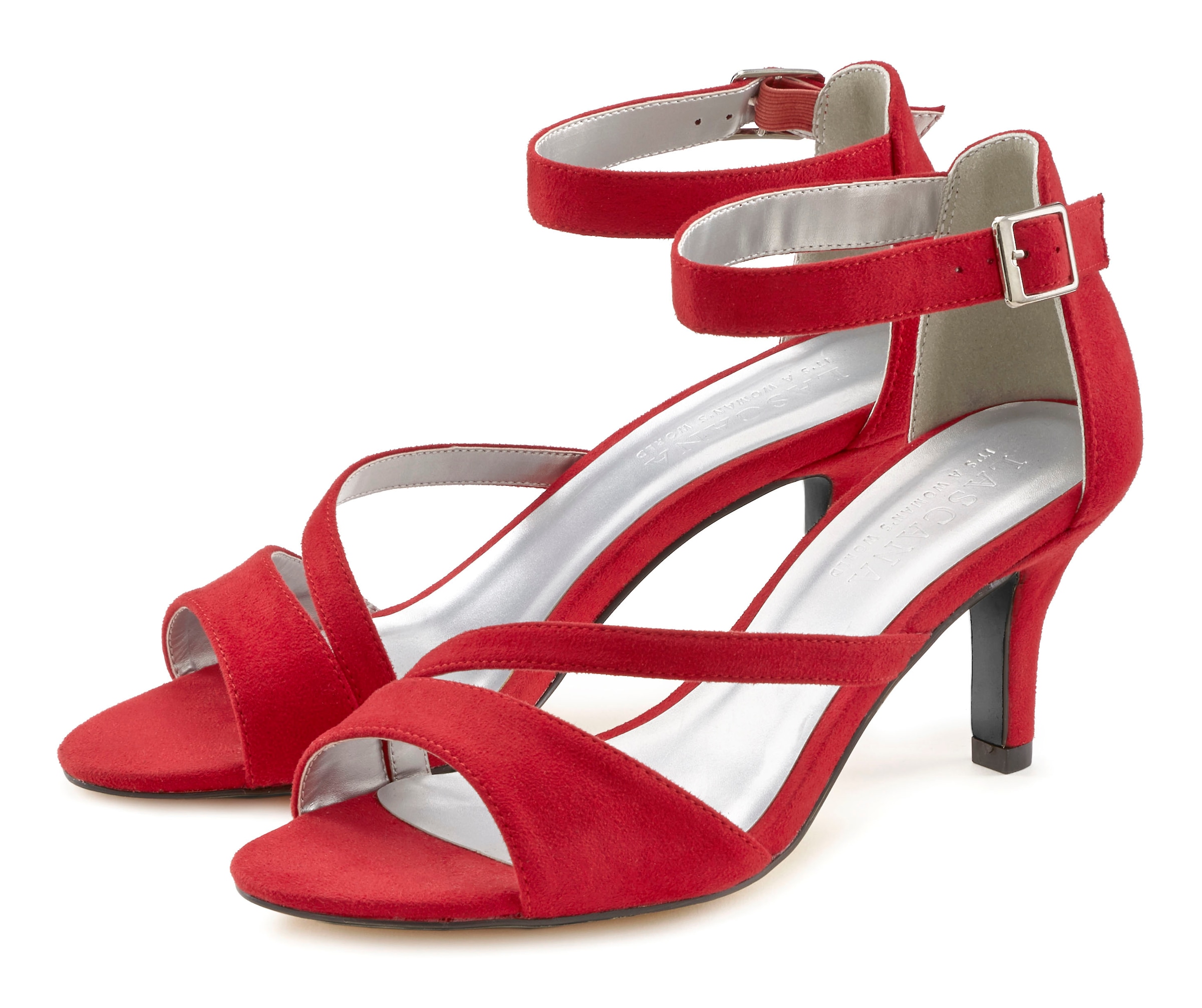 LASCANA Sandalette "offener Schuh, Riemchensandalette, Sommerschuh" High-Heel-Sandalette mit Riemchen VEGAN