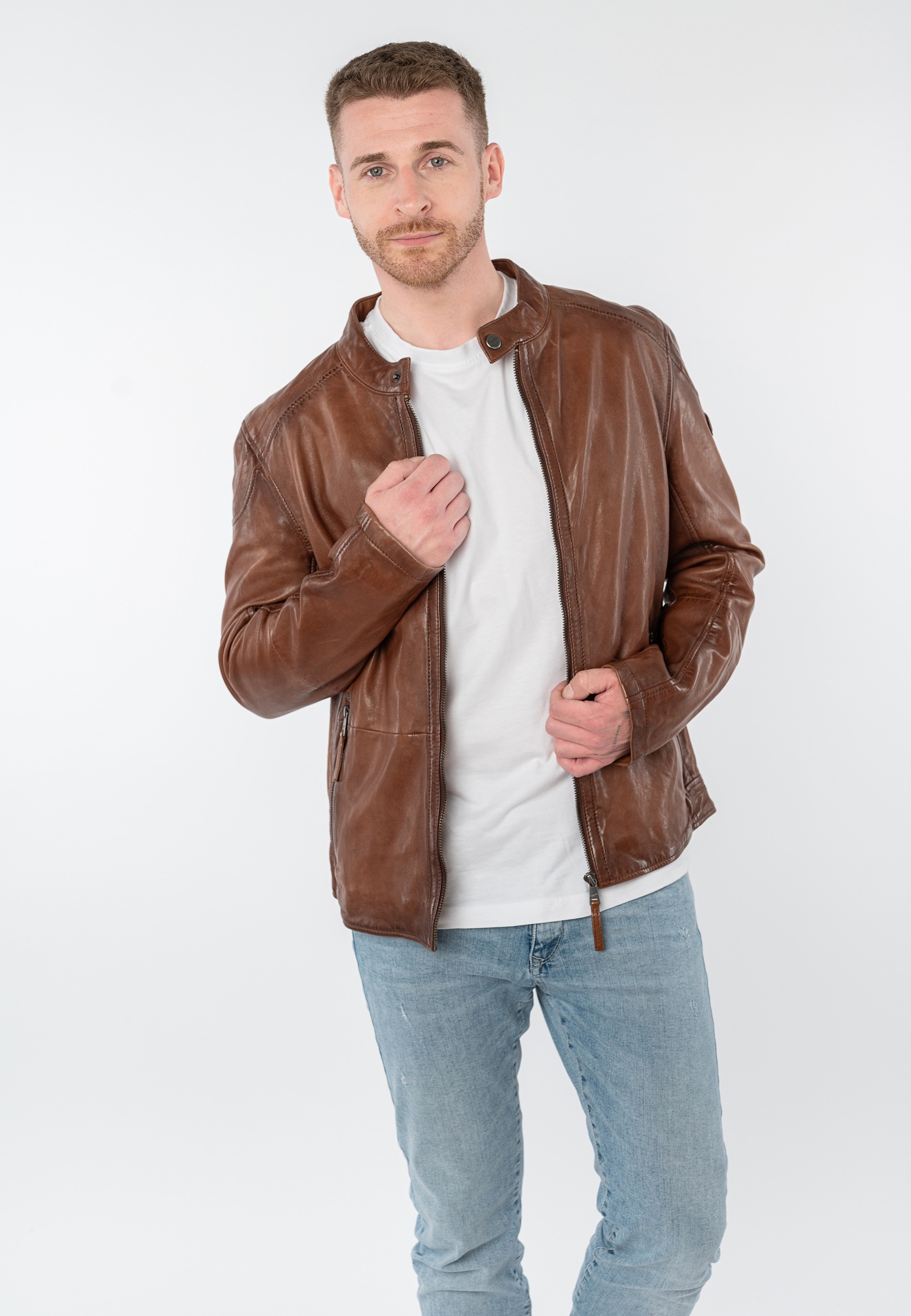 Mauritius Lederjacke "MMBaydo" mit Bikerkragen günstig online kaufen