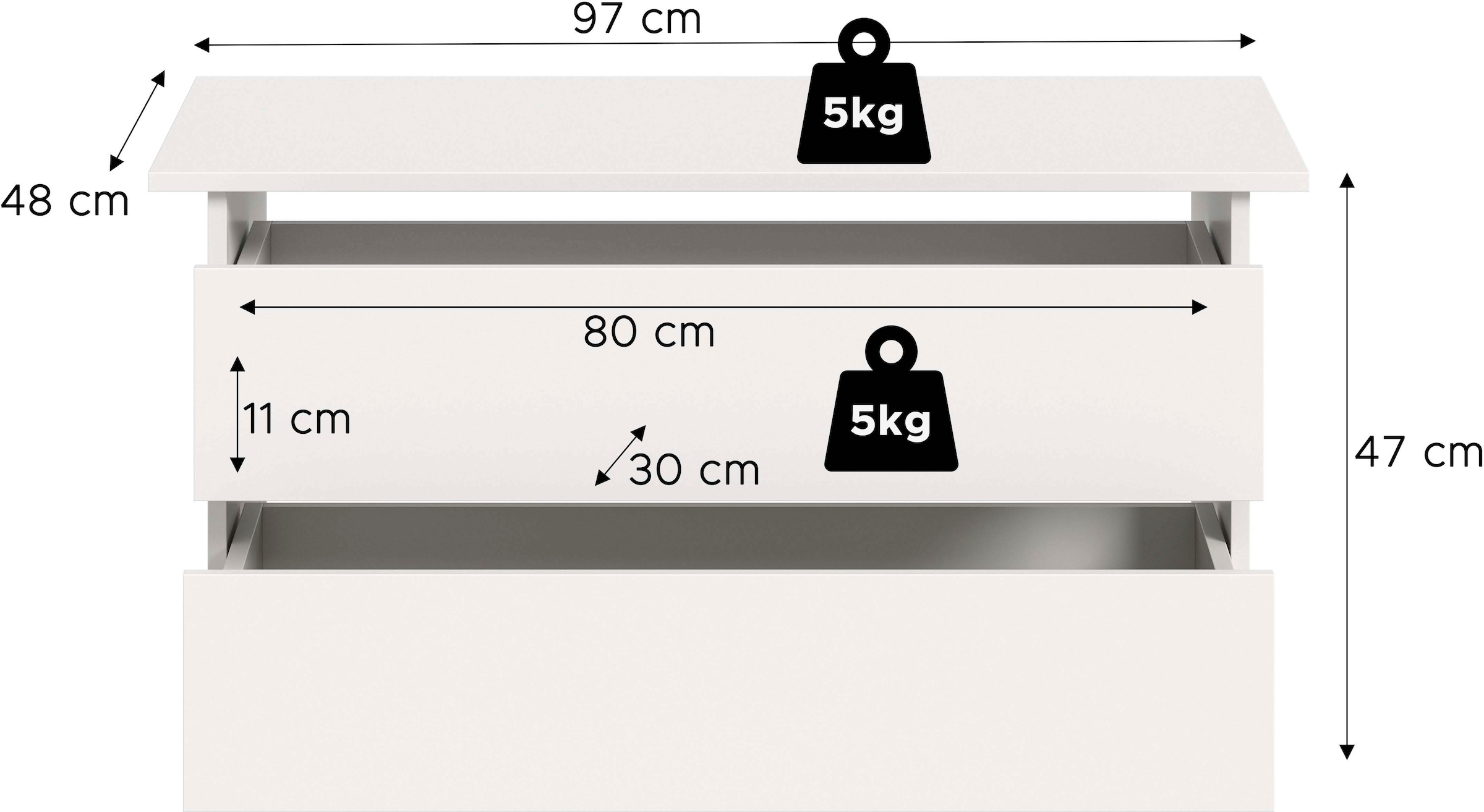 Home affaire Schubladeneinsatz »BENDINGO, TOPSELLER!, Schrankeinsatz, Schubladen« passend für Kleiderschrank: 35930037 und 70264445,  Breite 95cm, in verschiedenen Farben, 2 Schubladen, 1 Ablageboden