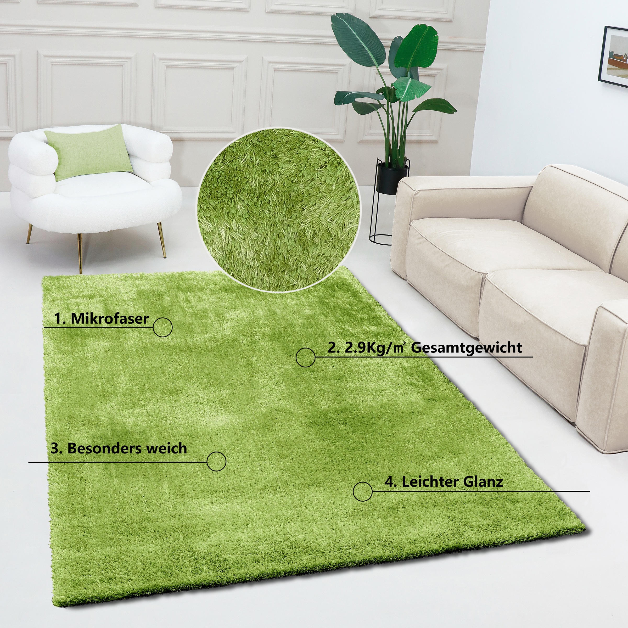 Bruno Banani Teppich »Dana Teppich, besonders weich und kuschelig, Kundenliebling«, rechteckig, 30 mm Höhe, uni, Mikrofaser Teppiche, Wohnzimmer, Schlafzimmer, Esszimmer