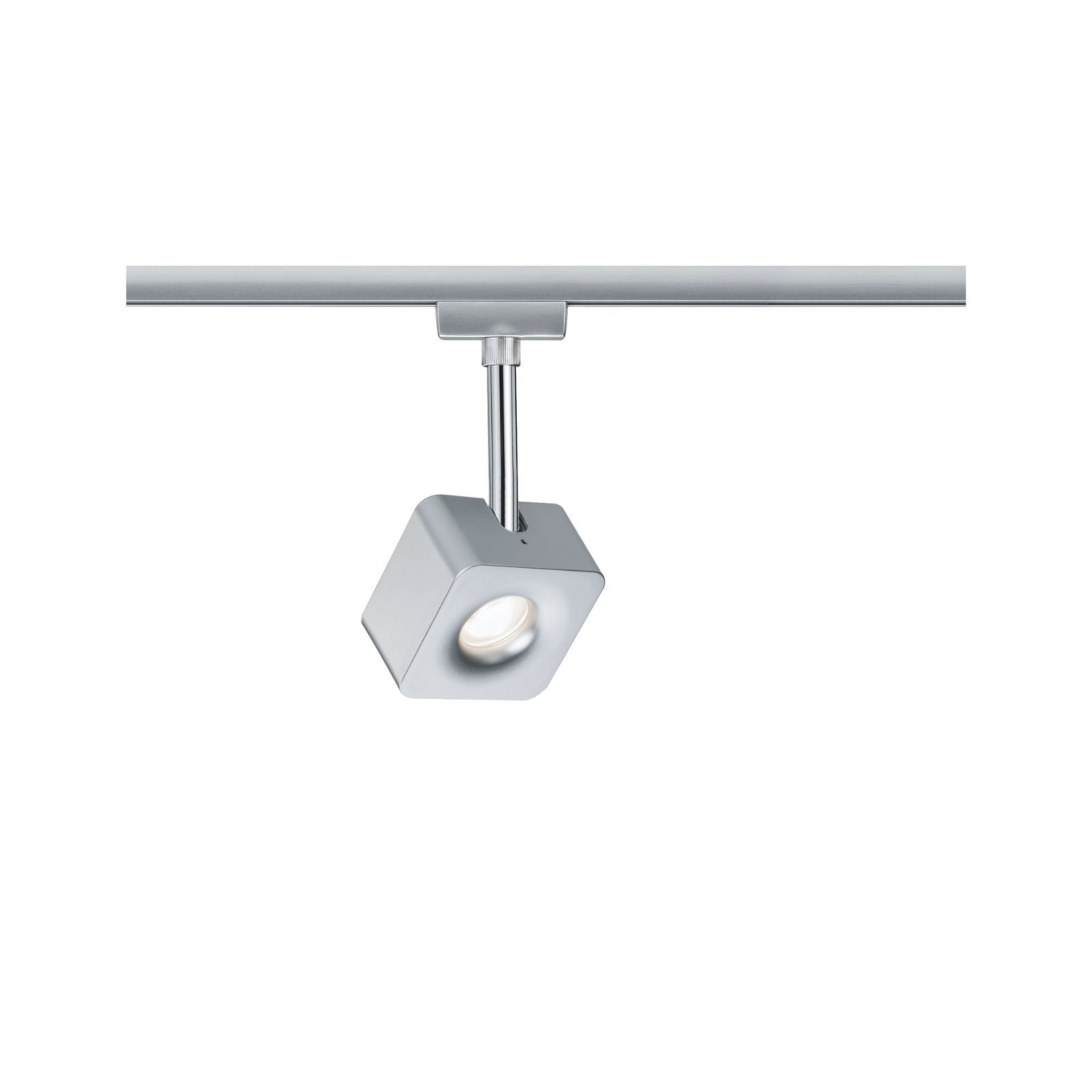 PAULMANN Schienensystem-Leuchten "URail Schienenspot Cube 540lm 8W 2700K 230V Chrom matt, Chrom", 1, H: 16,5cm, 1 Stk., silber, Leuchten, dimmbar,