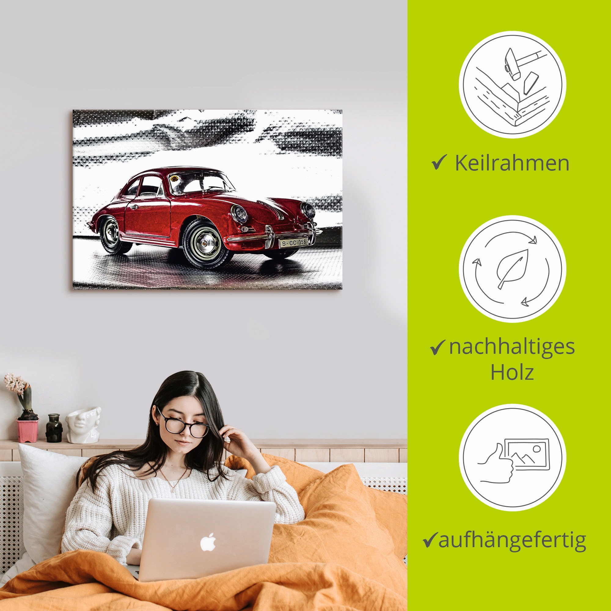 Artland Wandbild »Klassiker - Der Porsche 356«, Auto, (1 St.), als Alubild, Outdoorbild, Leinwandbild, Poster, Wandaufkleber