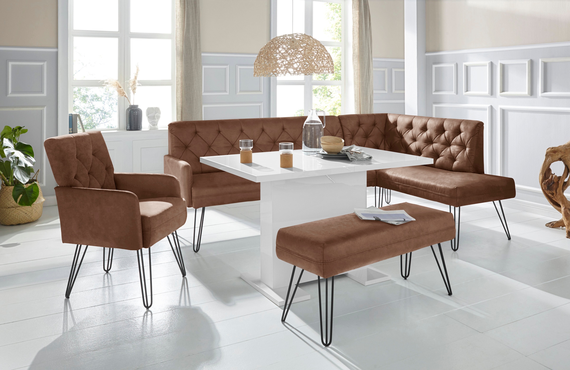 exxpo - sofa fashion "Doppio, Chesterfield Optik, komfortabel und bequem, hohe Designfüße" Frei im Raum stellbar