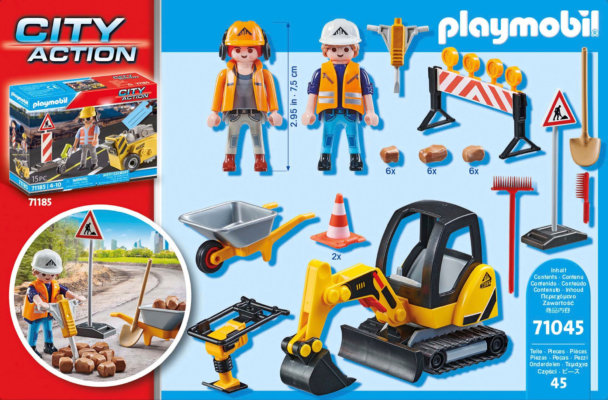 Playmobil® Konstruktions-Spielset »Straßenbau (71045), City Action«, (45 St.), Made in Europe