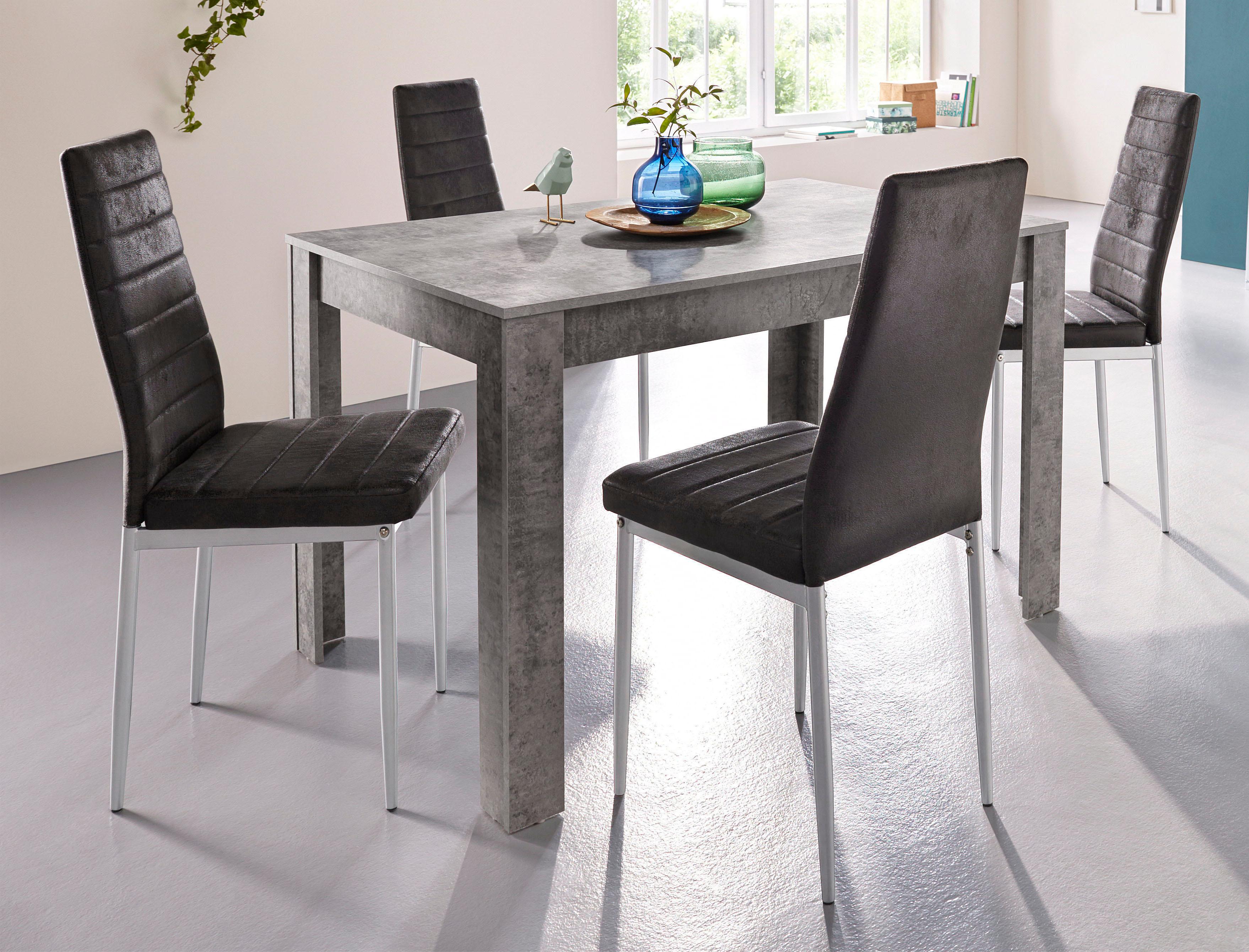 Thumbnail - INOSIGN Esszimmerstuhl "Kate" (Set) 4 Stk.Bezug in Microfaser Vintage, silberfarbenes Metallgestell