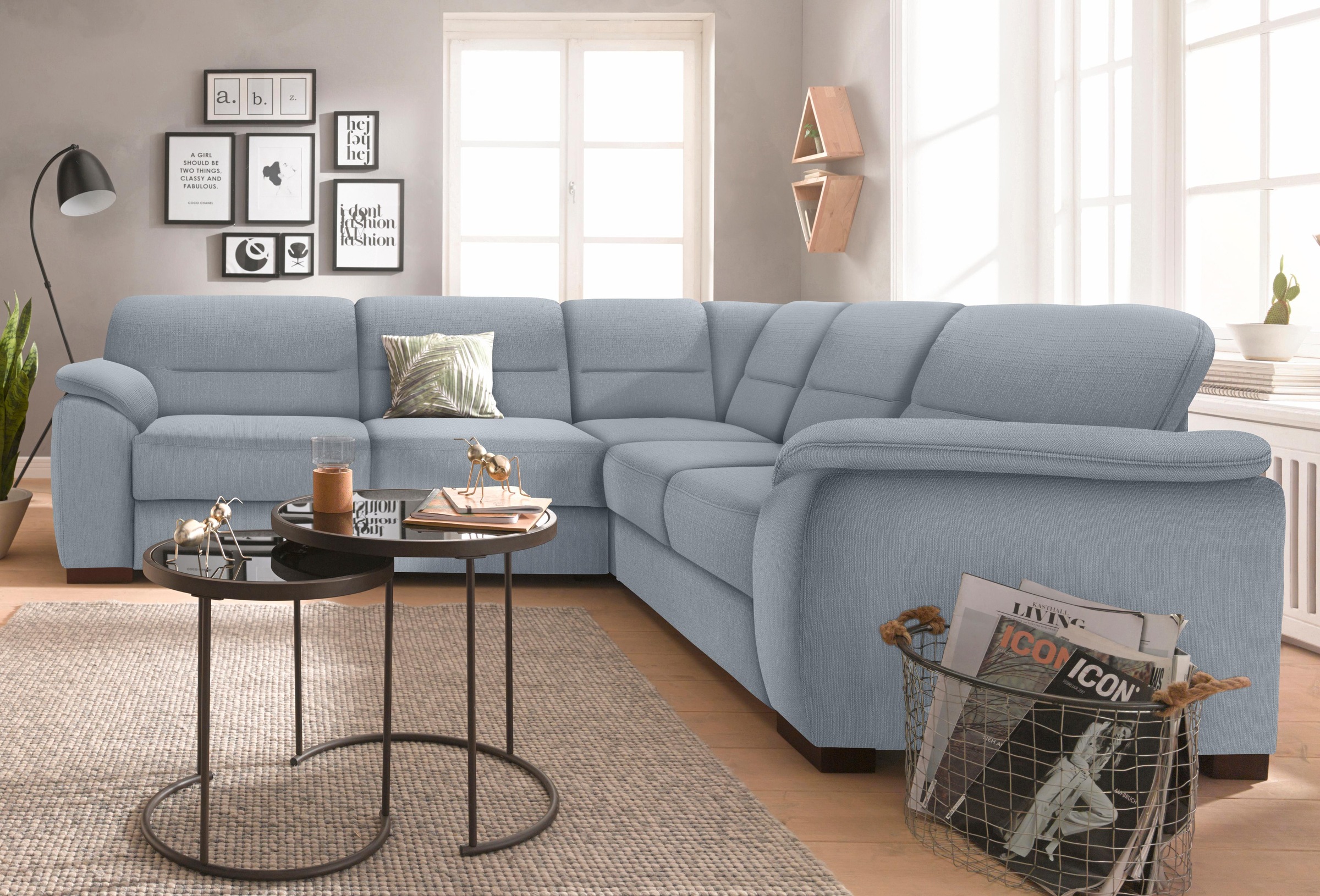Ecksofa SIT & MORE "Montego L-Form, B: 256cm", grau (hellgrau), B:256cm H:88cm T:227cm, Luxus-Microfaser (90% Polyester, 10% Polyamid);Struktur (100% Polyester);Luxus-Microfaser ALTARA NUBUCK (100% Polyester), Sofas, Ecksofa, wahlweise mit Bettfunktion un 7