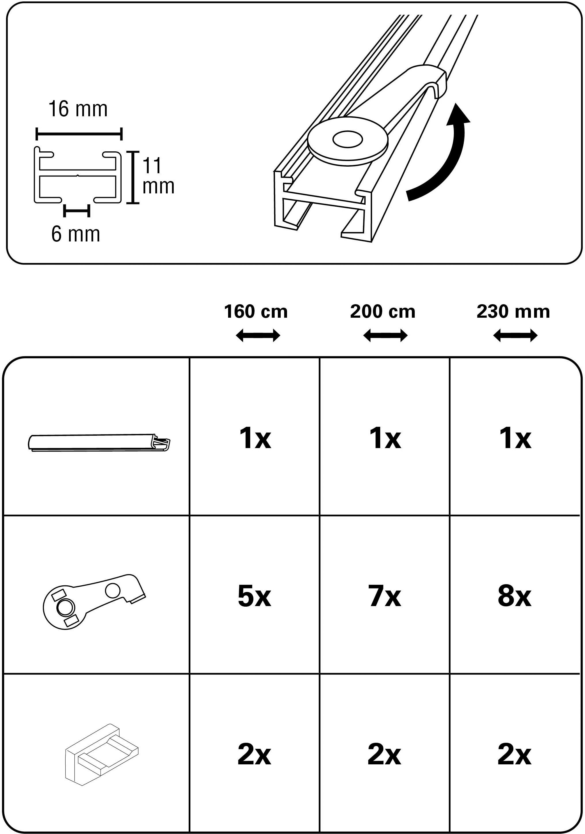 GARDINIA Vorhangschiene »Aluminium-Vorhangschienen Set 1-Lauf Lucy«, 1 läufig-läufig, mit Bohren, Deckenmontage, Aluminium, Deckenträger aus Kunststoff