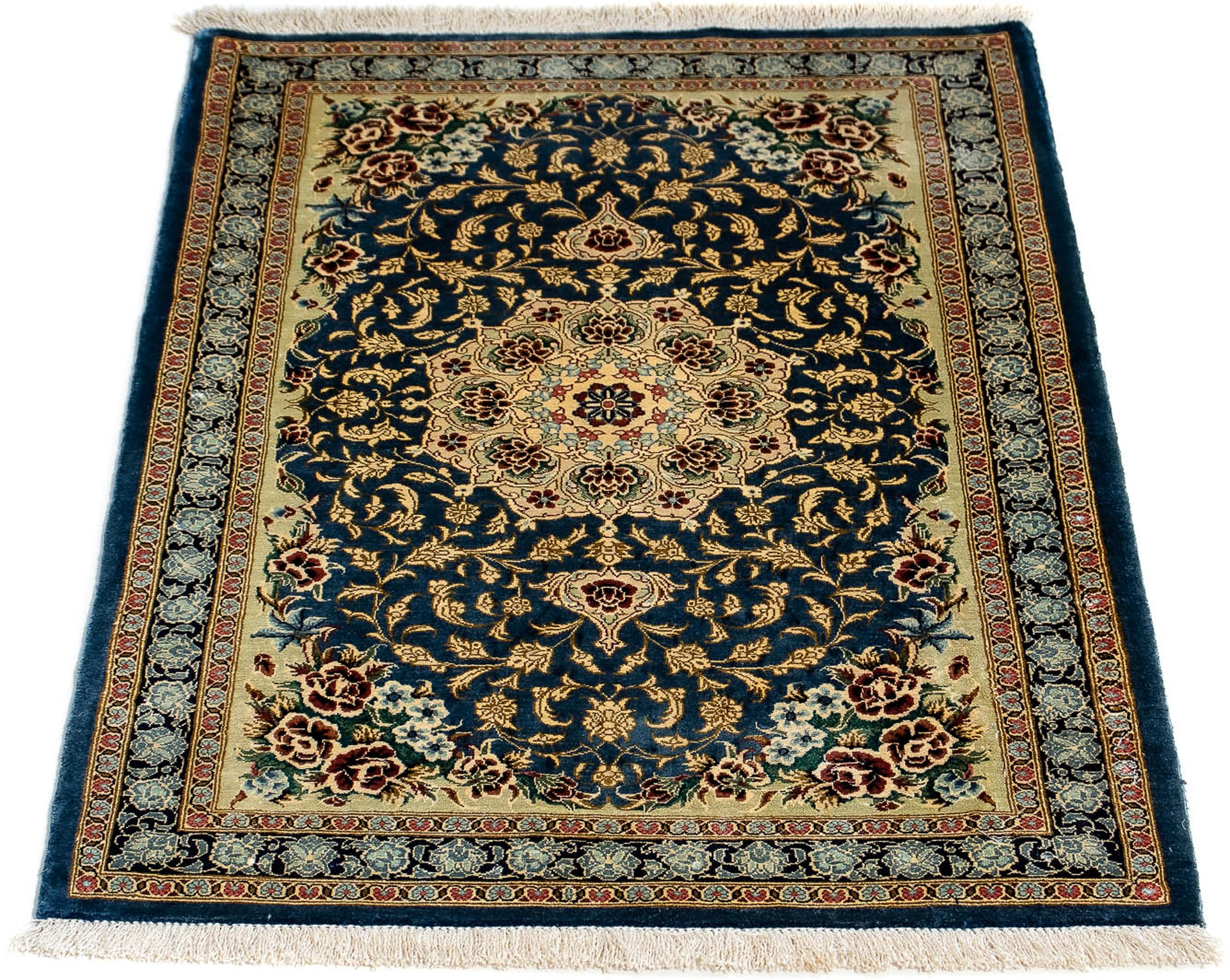 morgenland Orientteppich "Perser - Ghom - 86 x 58 cm - blau", rechteckig, 10 mm Höhe, Wohnzimmer, Handgeknüpft, Einzelst