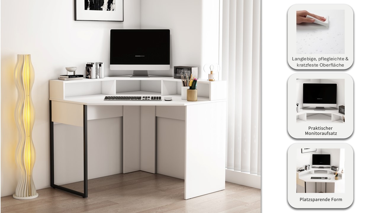 OTTO home Eckschreibtisch »Moid« Set,  mit Schreibtischaufsatz, modernes Design, B. 100 cm