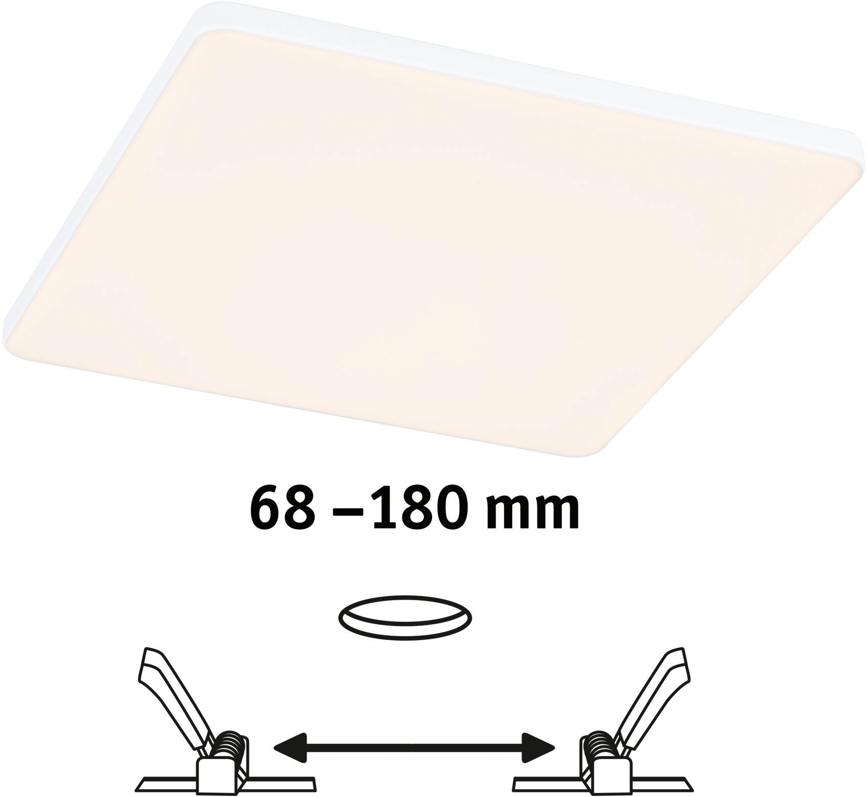 Paulmann LED Einbauleuchte »Veluna VariFit Edge IP44 eckig 200x200mm 1500lm 3000K Weiß dimmbar« 1 Stk. Warmweiß LED Einbaupanel IP44 eckig 200x200mm 1500lm 3000K Weiß dimmbar