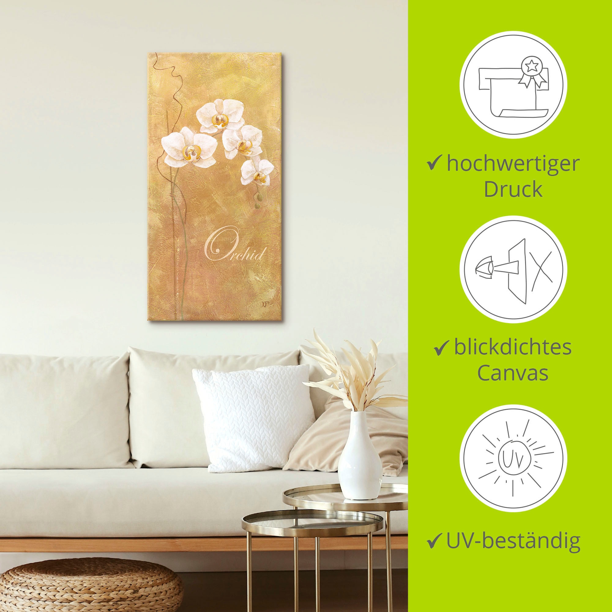 Artland Leinwandbild »Filigrane Orchidee«, Blumen, (1 St.), auf Keilrahmen gespannt