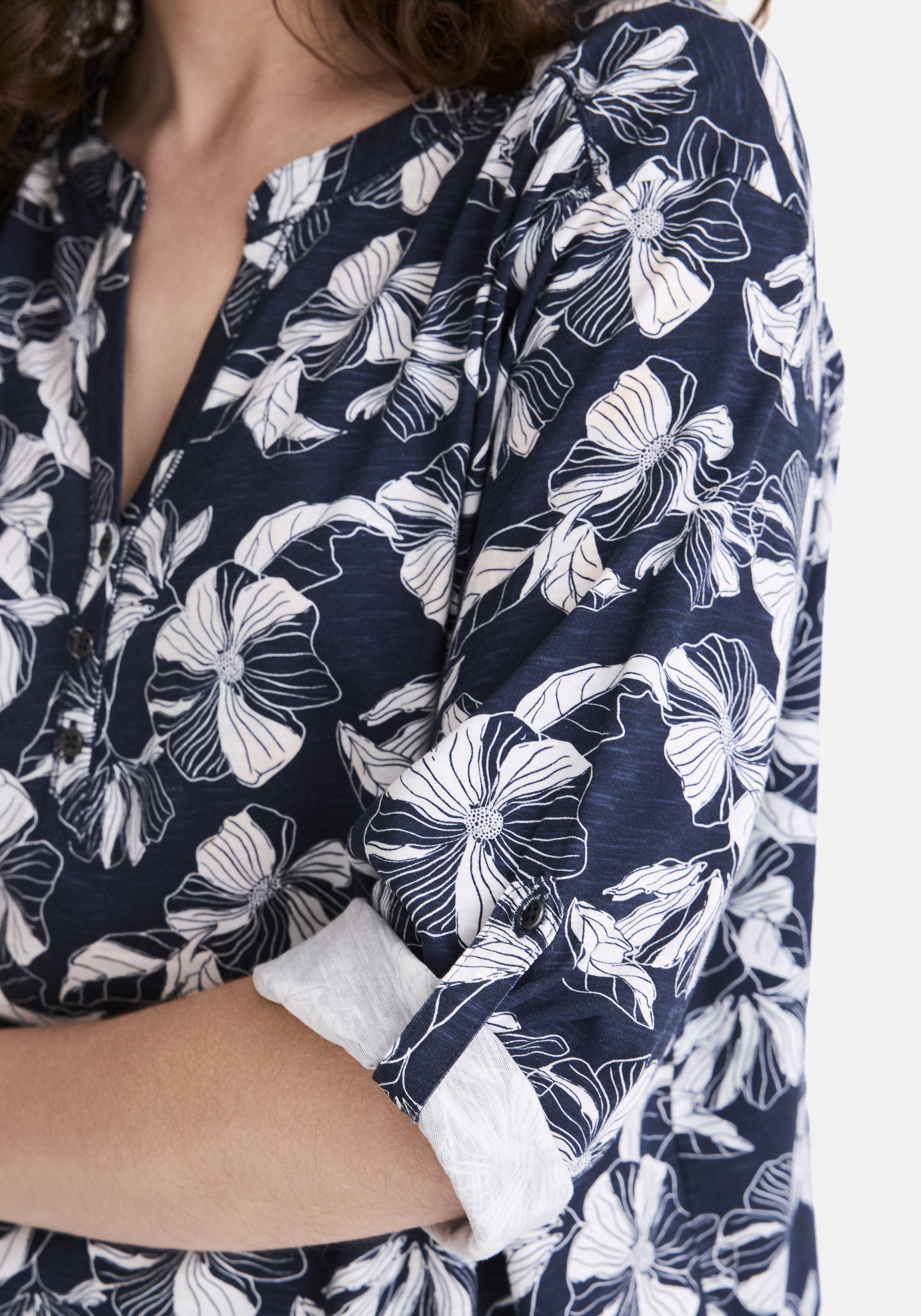 STOOKER WOMEN 3/4-Arm-Shirt »MARIE Print Shirt Bluse 3/4-Arm«, Regular Fit Shirt Bluse Baumwolle Shirt Knopfleiste für Damen