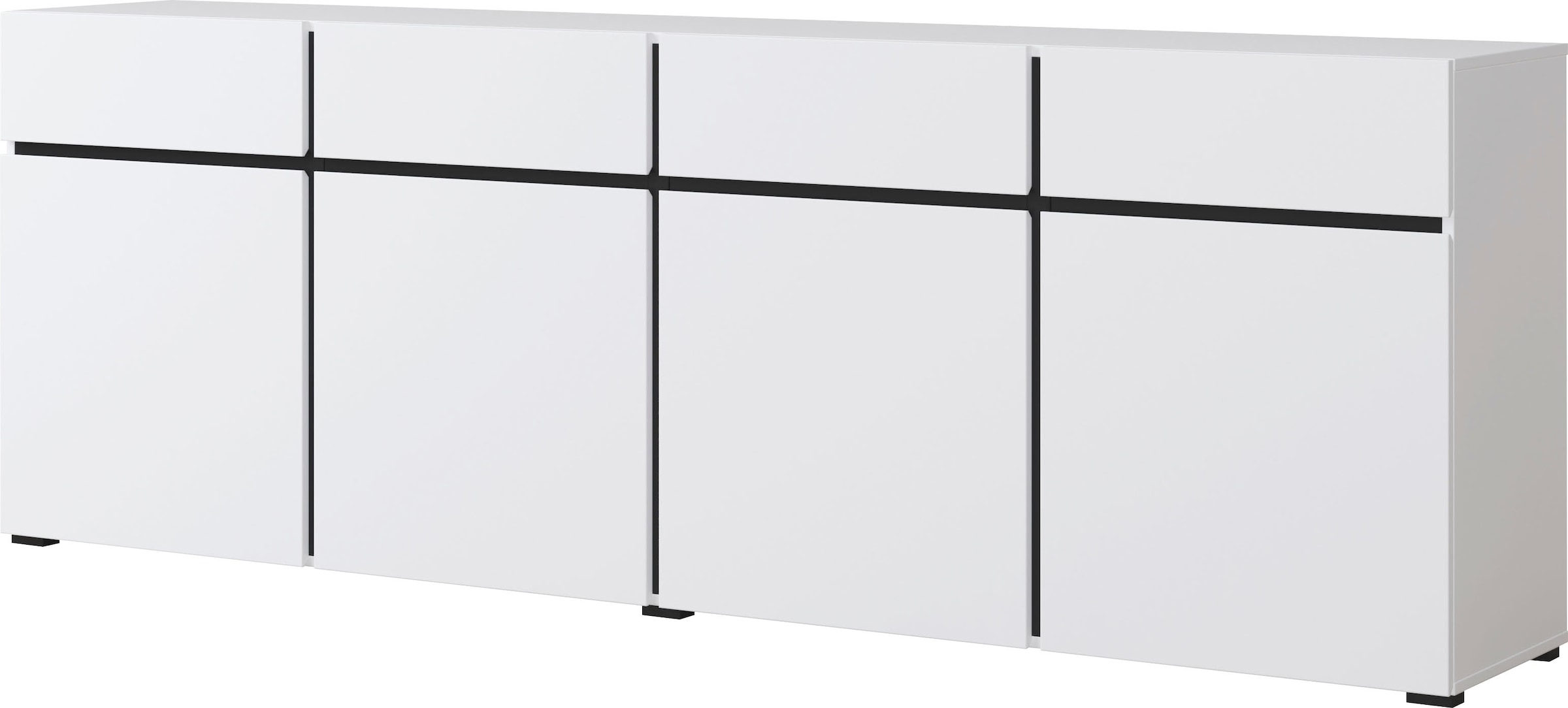 INOSIGN Sideboard »Cross,Breite 225 cm, moderne grifflose Kommode,4 Türen/4 Schubkästen«, Schubladenschrank mit viel Stauraum, Einlegeböden verstellbar