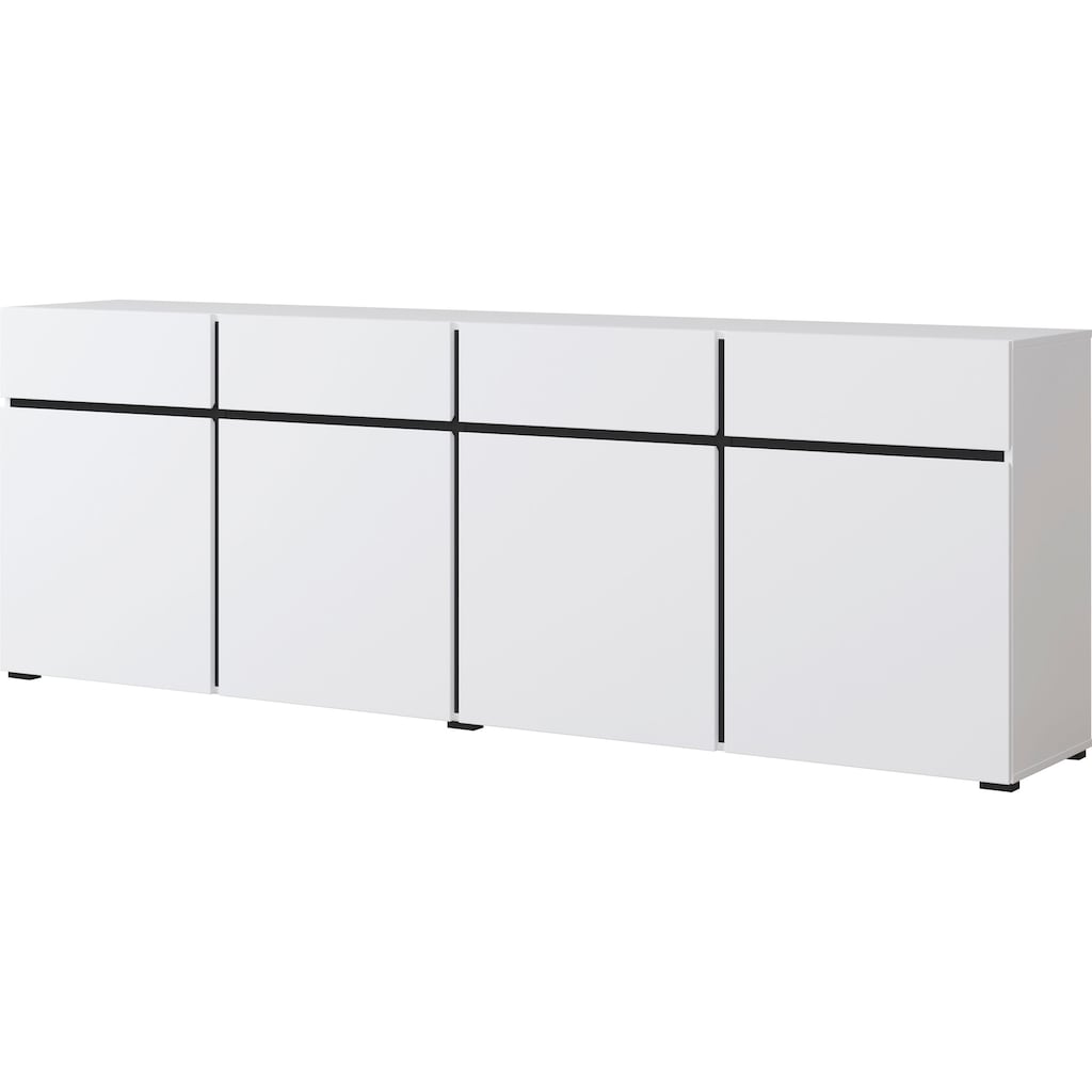 INOSIGN Sideboard »Cross,Breite 225 cm, moderne grifflose Kommode,4 Türen/4 Schubkästen«, Schubladenschrank mit viel Stauraum, Einlegeböden verstellbar