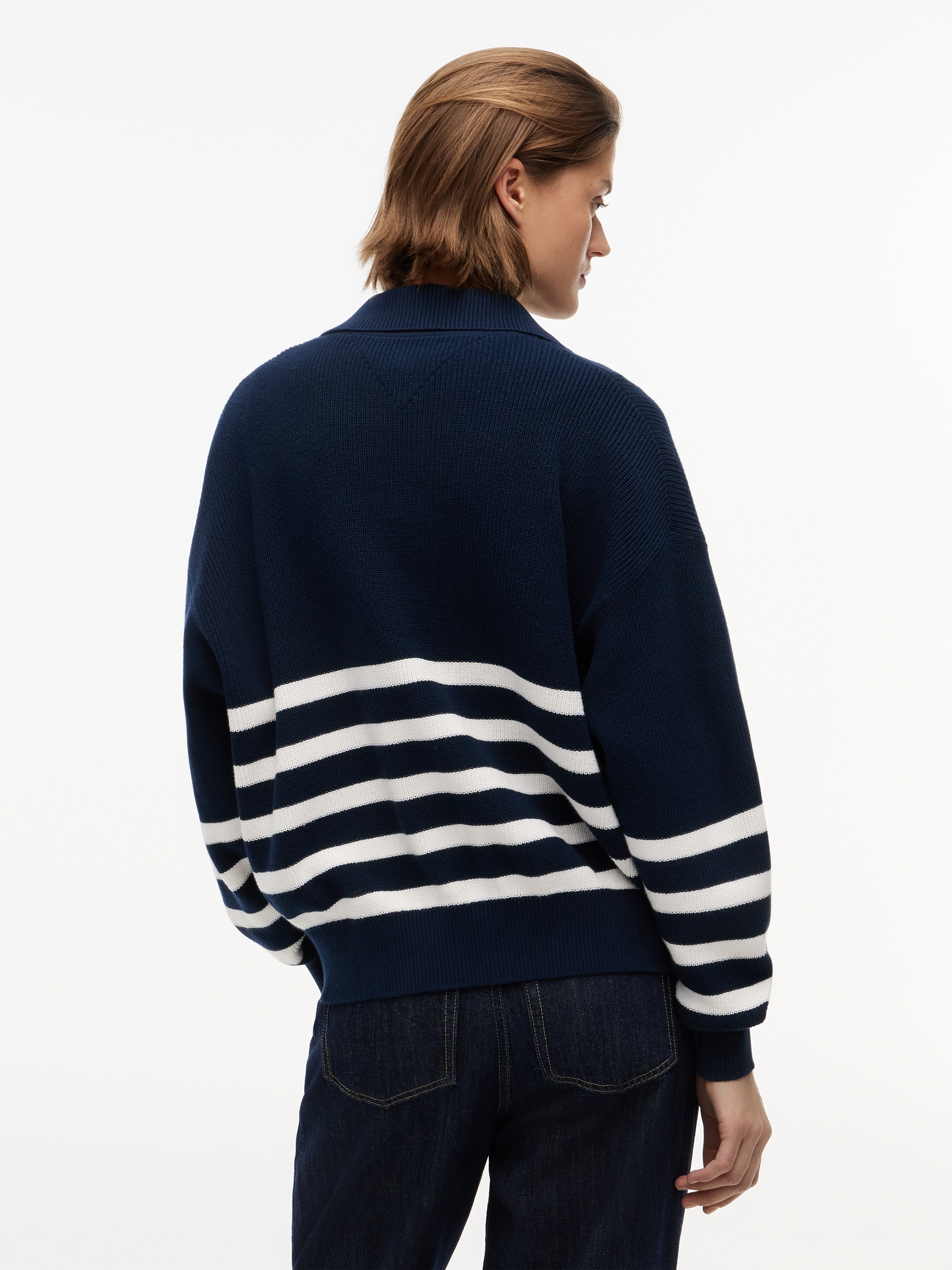 Tommy Jeans Troyer »TJW STRIPE QUARTER ZIP SWEATER« Baumwolle, mit Zipper, Streifen Design