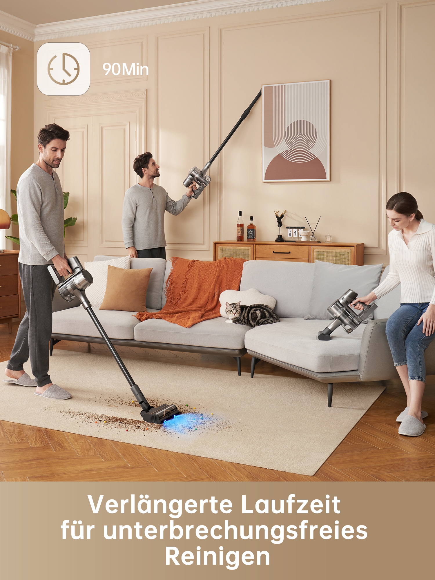 Dreame Akku-Hand-und Stielstaubsauger »Dreame R20 mit 27.000 Pa Saugkraft«, 90 Minuten Laufzeit, vielseitige Aufsätze, Bürsten mit LED-Beleuchtung